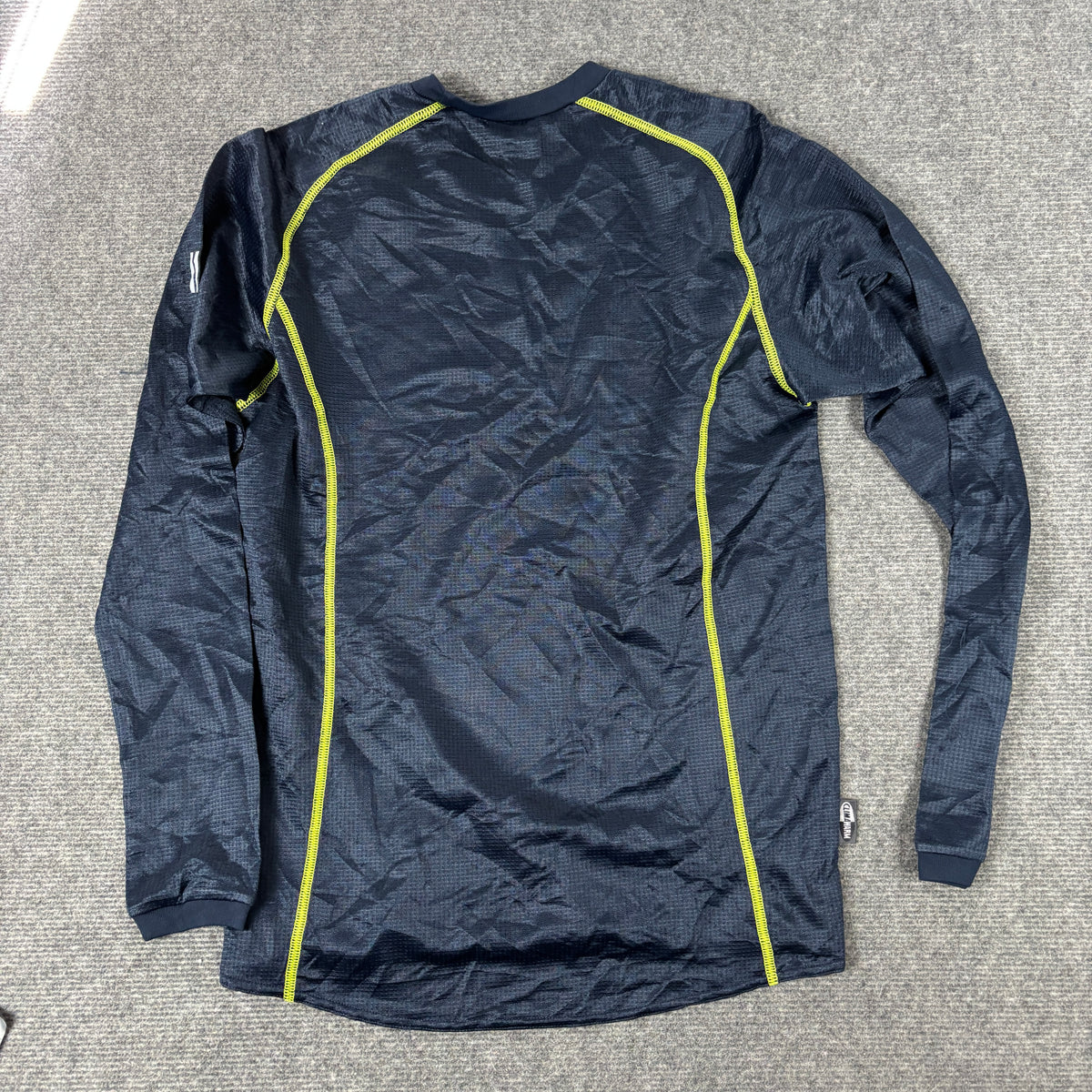 y2k Adidas Climalite Running Long Sleeve Top Men's Small Charcol Yellow Volt Stitching Activewear
