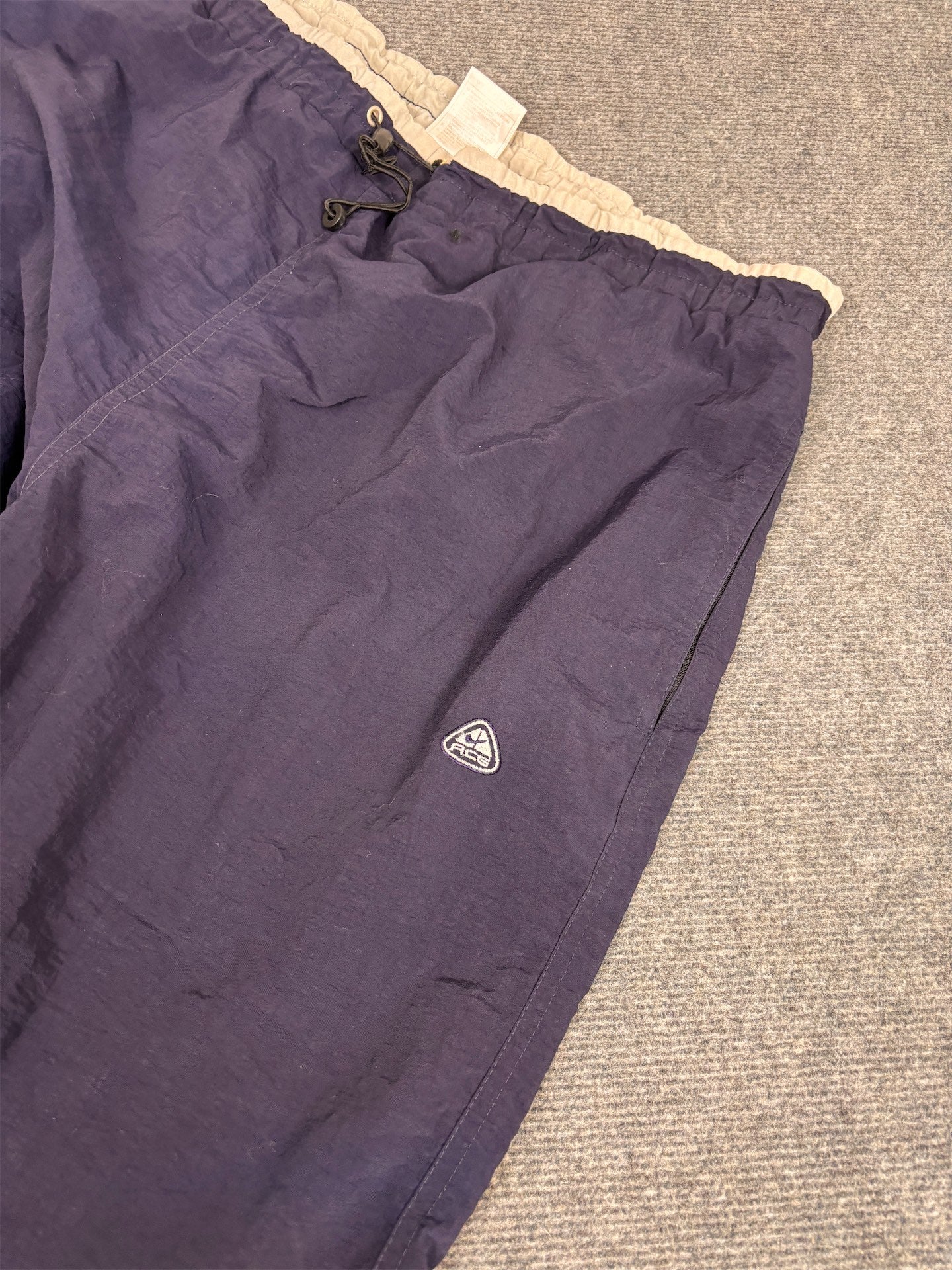 Vintage Y2K Nike ACG Track Pants Men's XL Navy Embroidered Logo Joggers Wide Leg