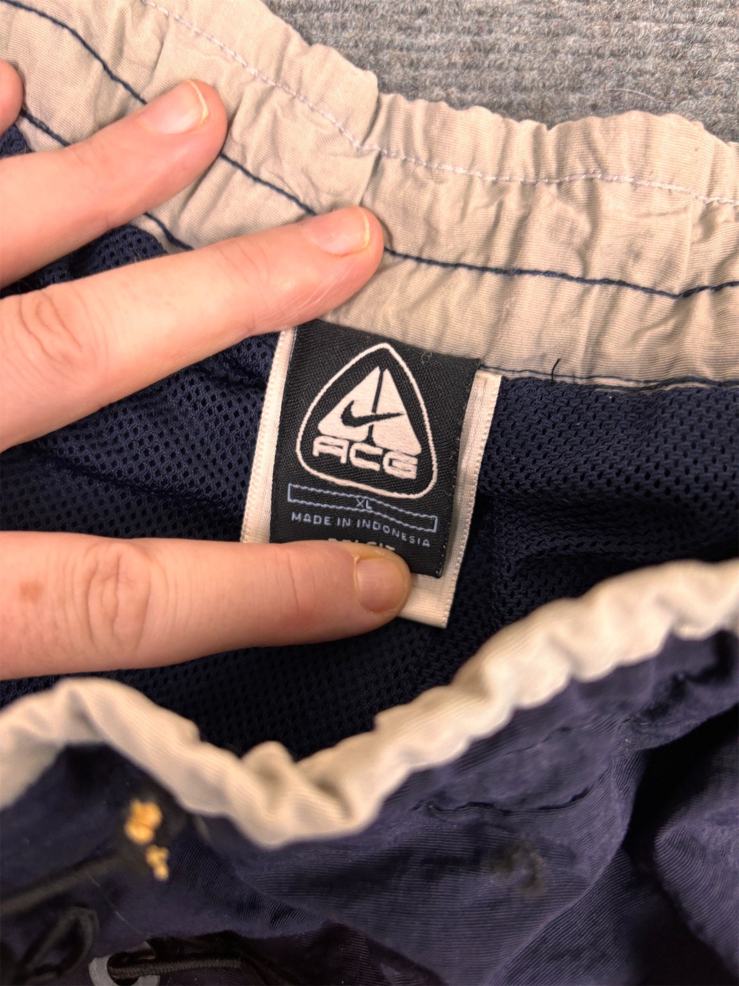 Vintage Y2K Nike ACG Track Pants Men's XL Navy Embroidered Logo Joggers Wide Leg