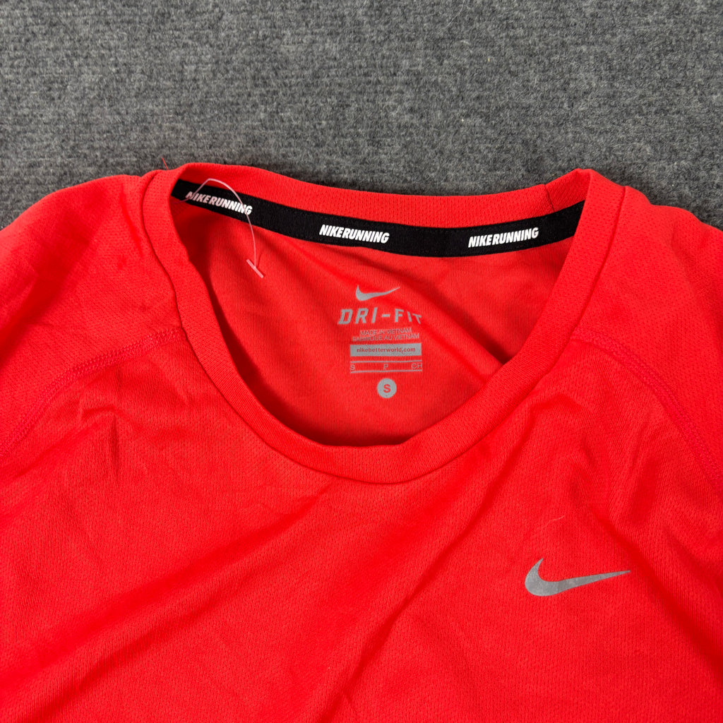 Nike Running Dri-Fit Tee Women's Small Red Reflective Silver Activewear T-shirt