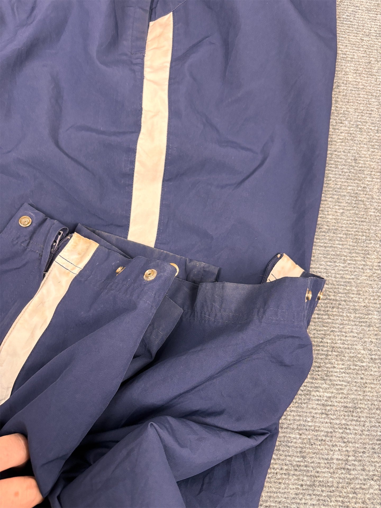 Vintage Y2K Nike Track Pants Men's L Navy White Panels Swoosh Joggers Wide Leg