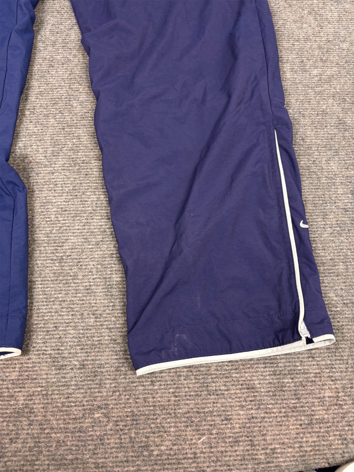 Vintage Y2K Nike Track Pants Women's M Navy Blue Swoosh Pping Joggers Straight Leg