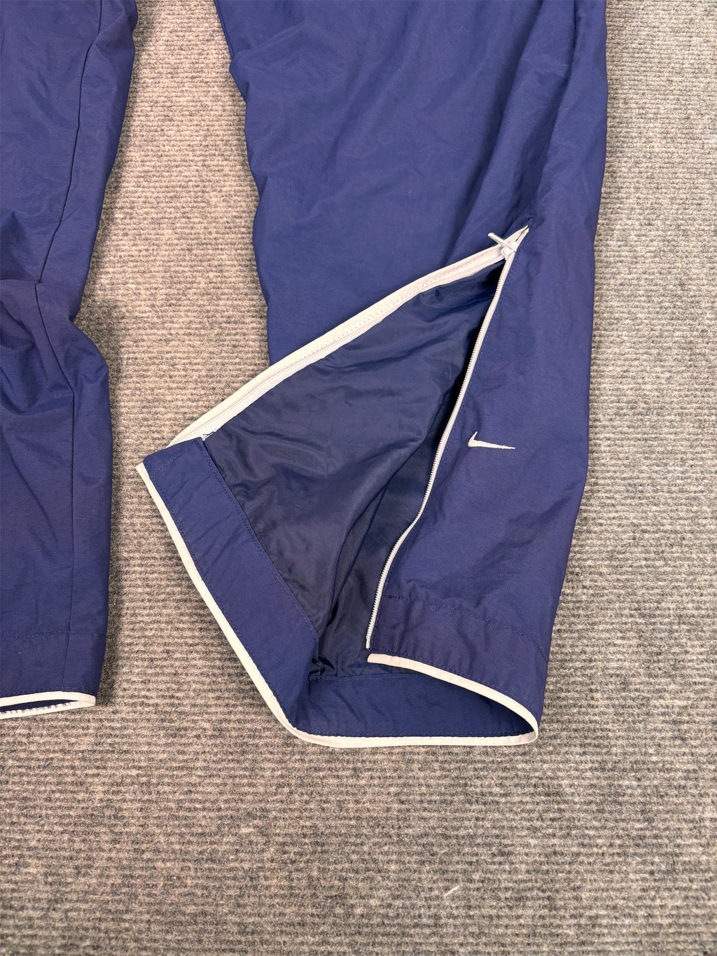 Vintage Y2K Nike Track Pants Women's M Navy Blue Swoosh Pping Joggers Straight Leg