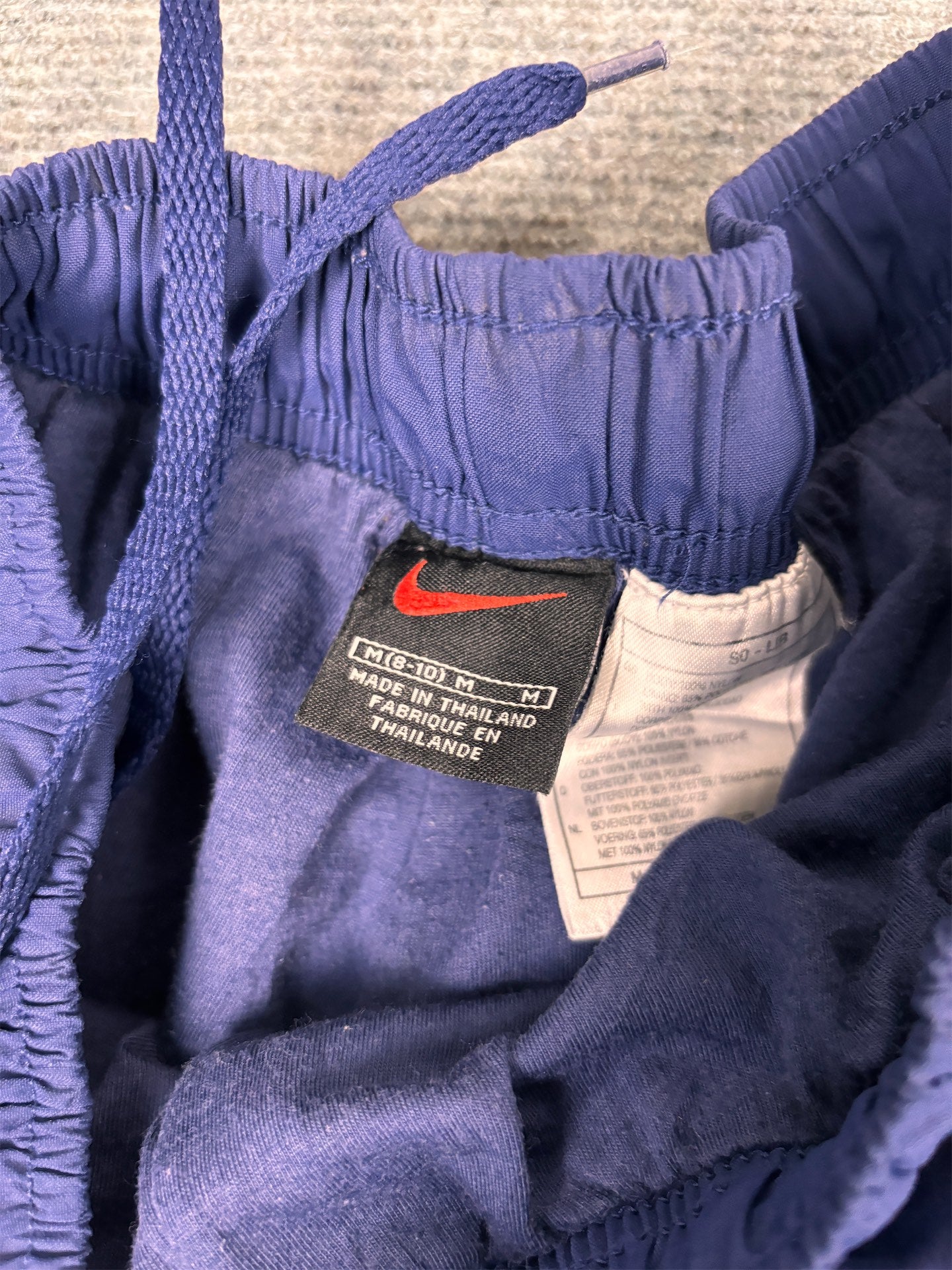 Vintage Y2K Nike Track Pants Women's M Navy Blue Swoosh Pping Joggers Straight Leg