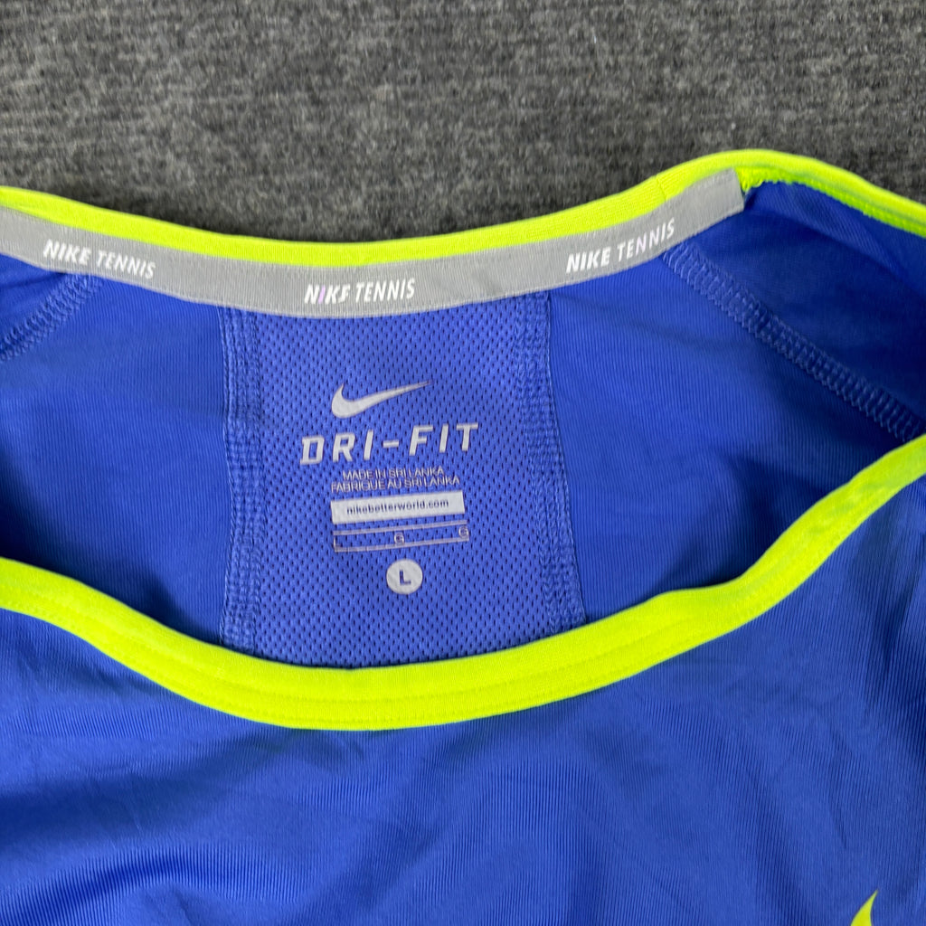 Nike Tennis Dri-Fit T-Shirt Activewear Womens XS Small Blue Volt Fitted Top