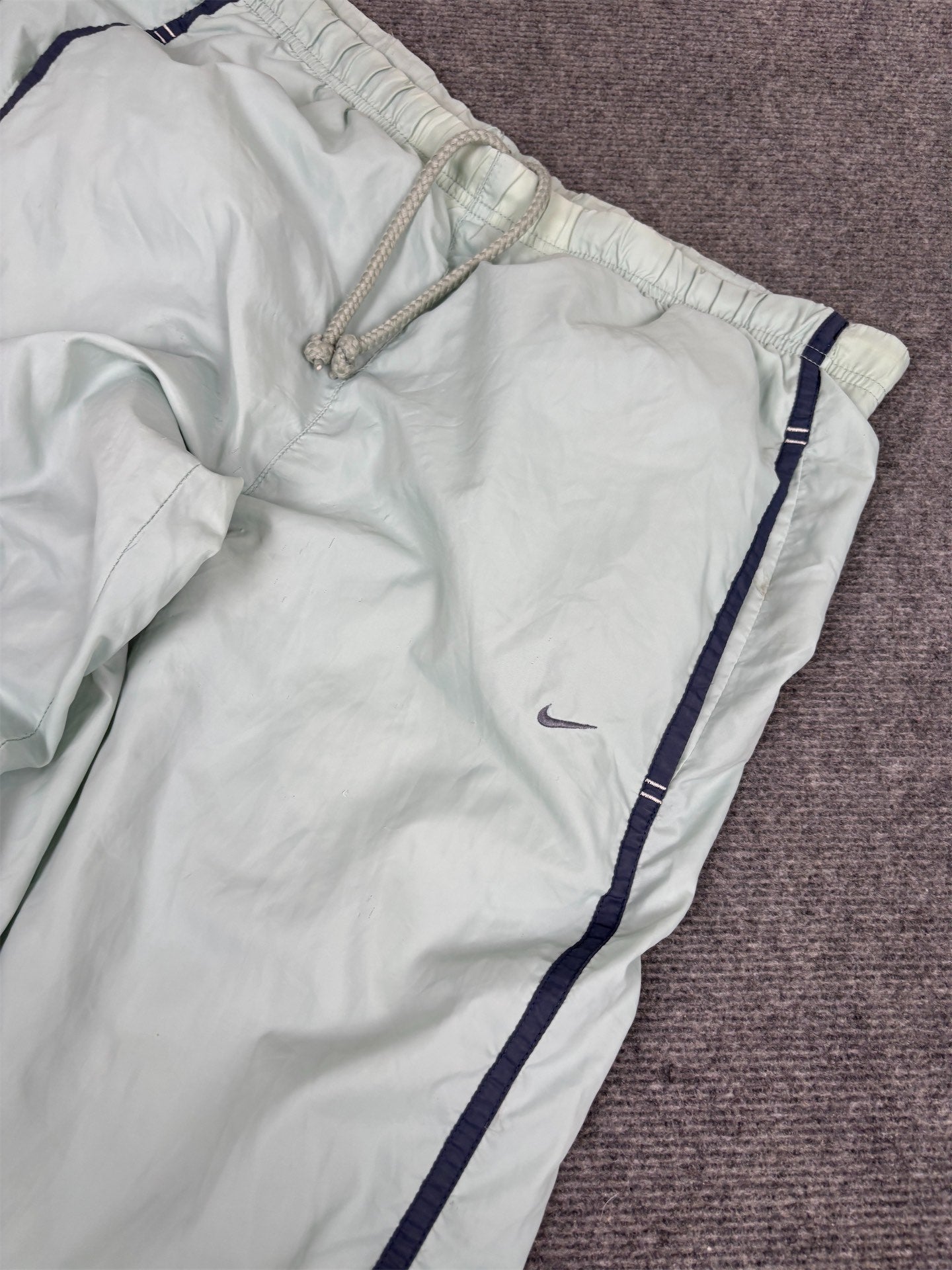 Vintage Y2K Nike Track Pants Women's M Blue Navy Panels Swoosh Joggers Straight Leg