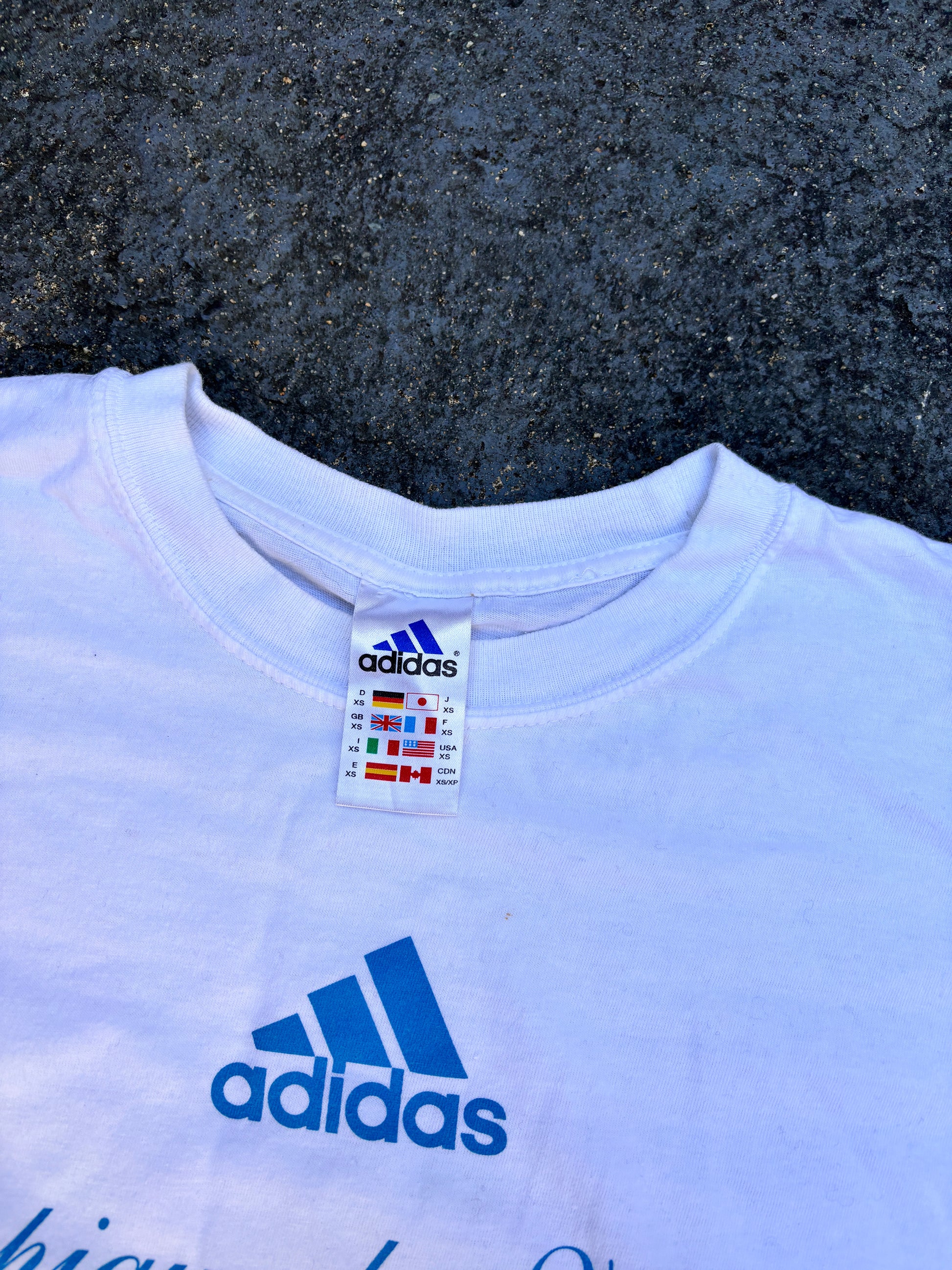 Vintage Y2K Adidas Olympic de Marseille T-Shirt Size M White Football Club Graphic