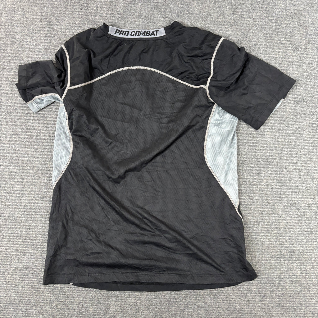 Nike Pro Combat Training T-shirt Men's Medium Black Grey Big Swoosh Activewear