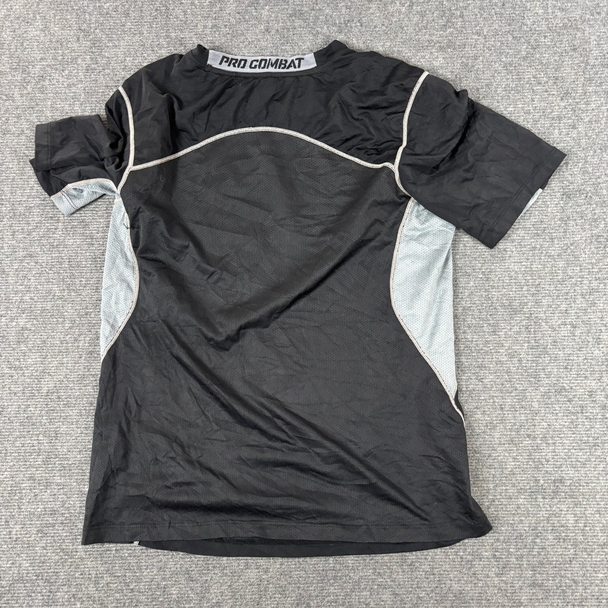 Nike Pro Combat Training T-shirt Men's Medium Black Grey Big Swoosh Activewear
