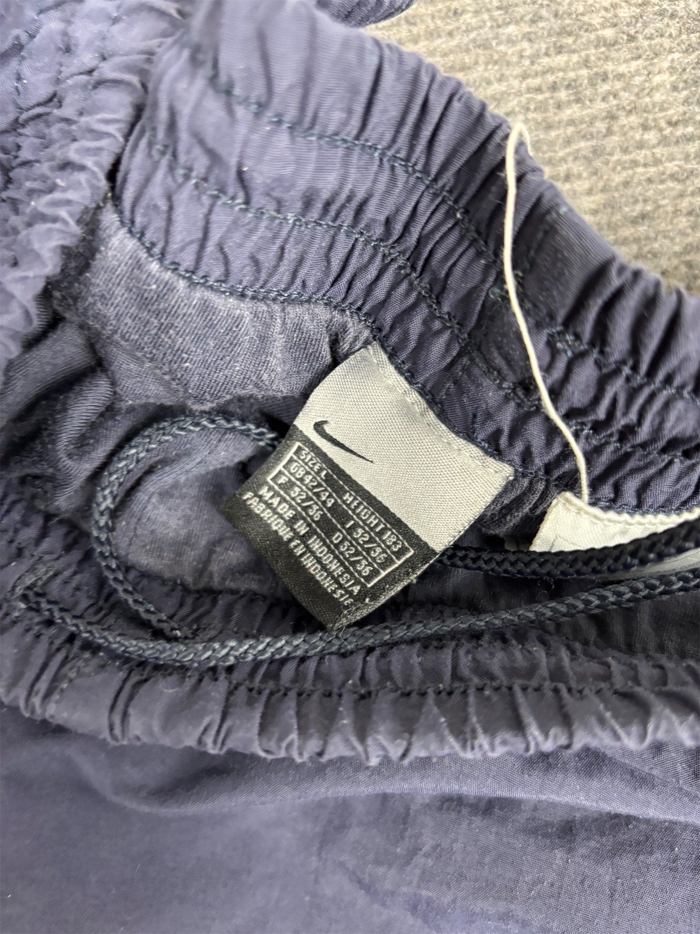 Vintage Y2K Nike Track Pants Men's L Navy White Swoosh Classic Joggers Tapered