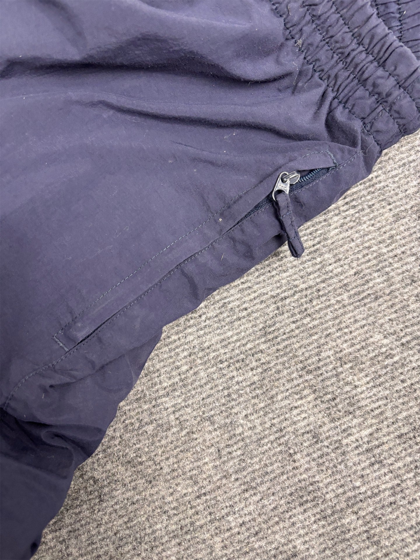 Vintage Y2K Nike Track Pants Men's L Navy White Swoosh Classic Joggers Tapered