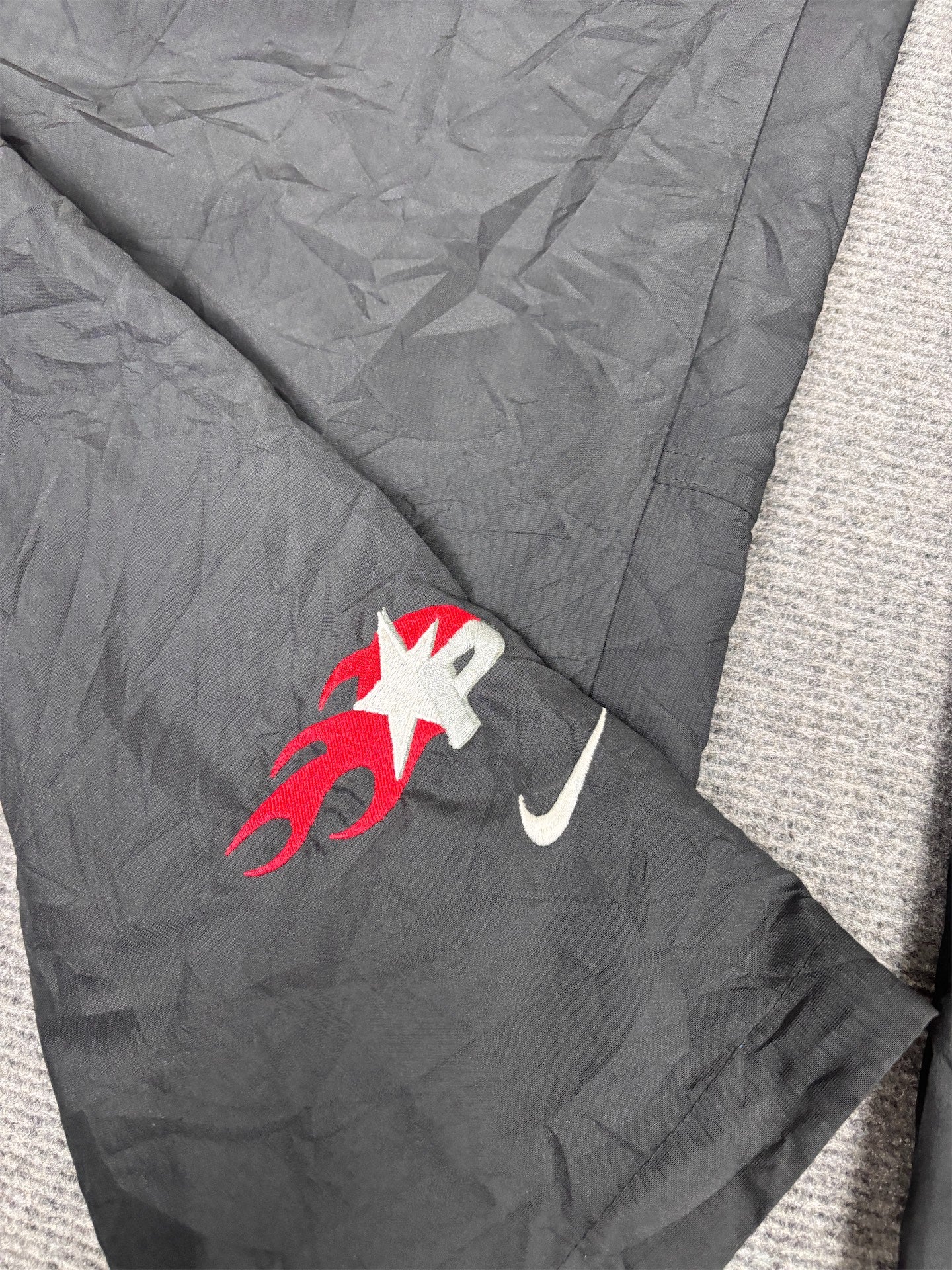 Vintage Y2K Nike Track Pants Men's XXL Black White Swoosh Flame Logo Joggers Wide Leg