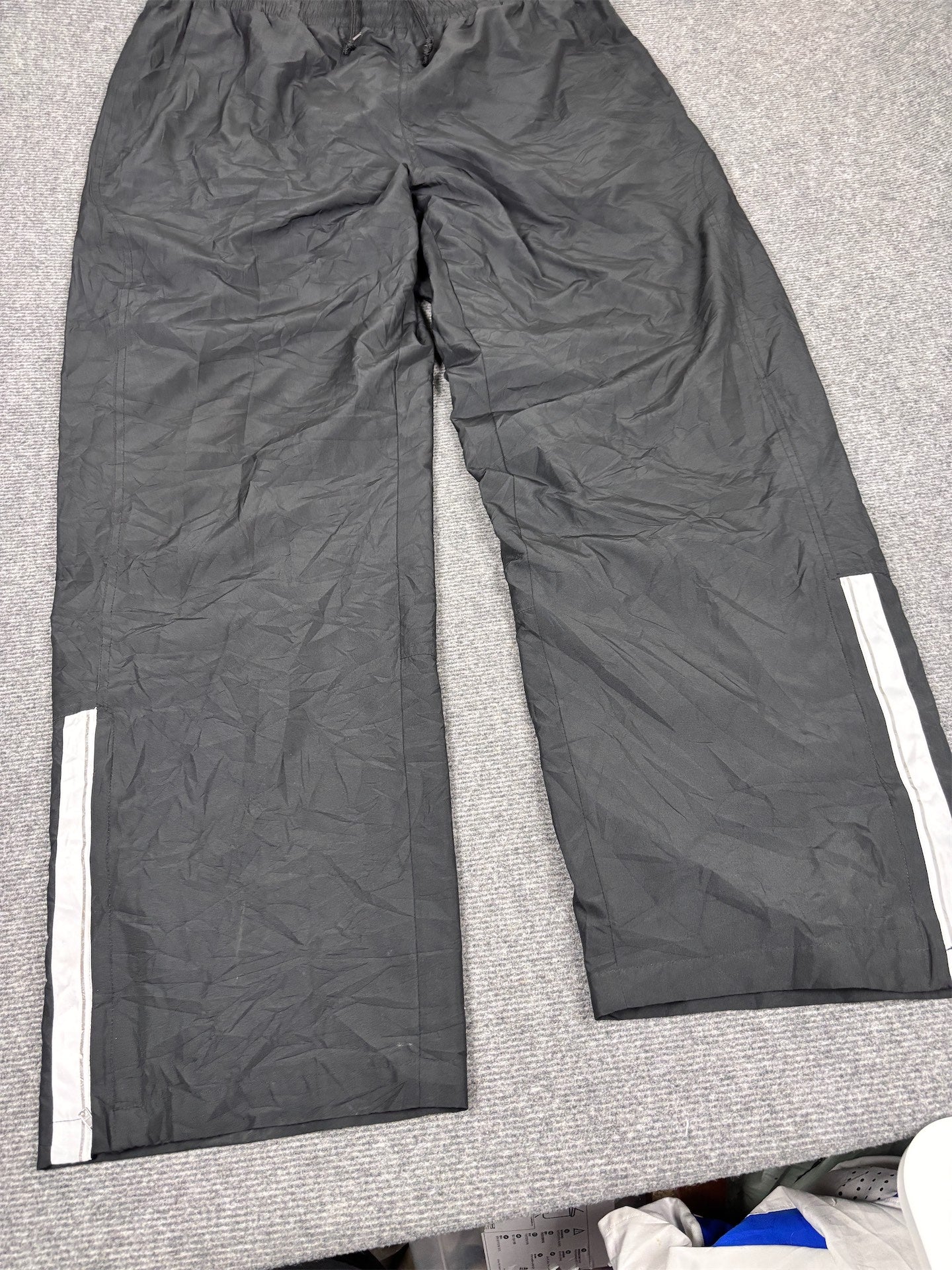 Vintage Y2K Nike Track Pants Men's XXL Black White Swoosh Flame Logo Joggers Wide Leg