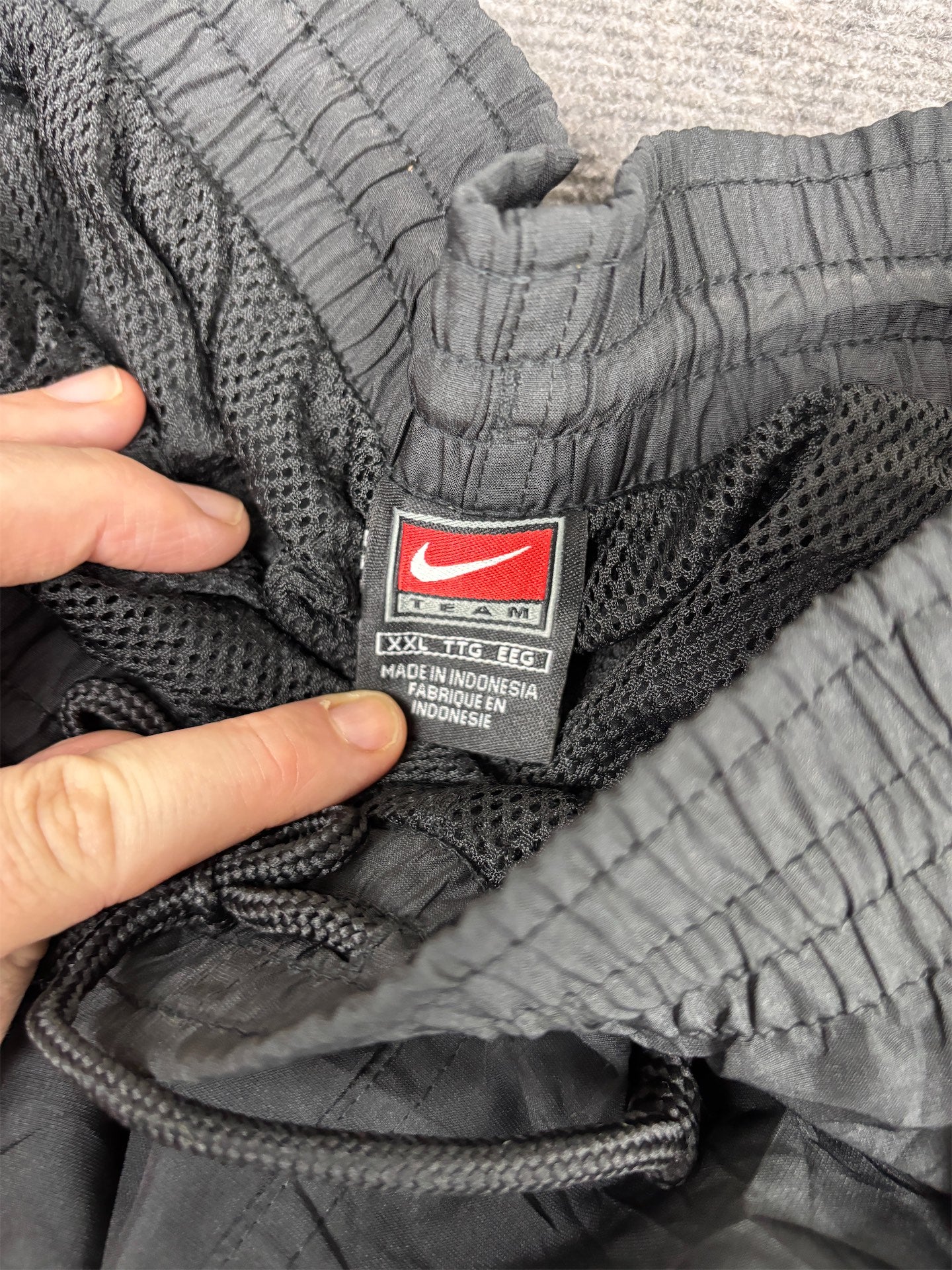 Vintage Y2K Nike Track Pants Men's XXL Black White Swoosh Flame Logo Joggers Wide Leg