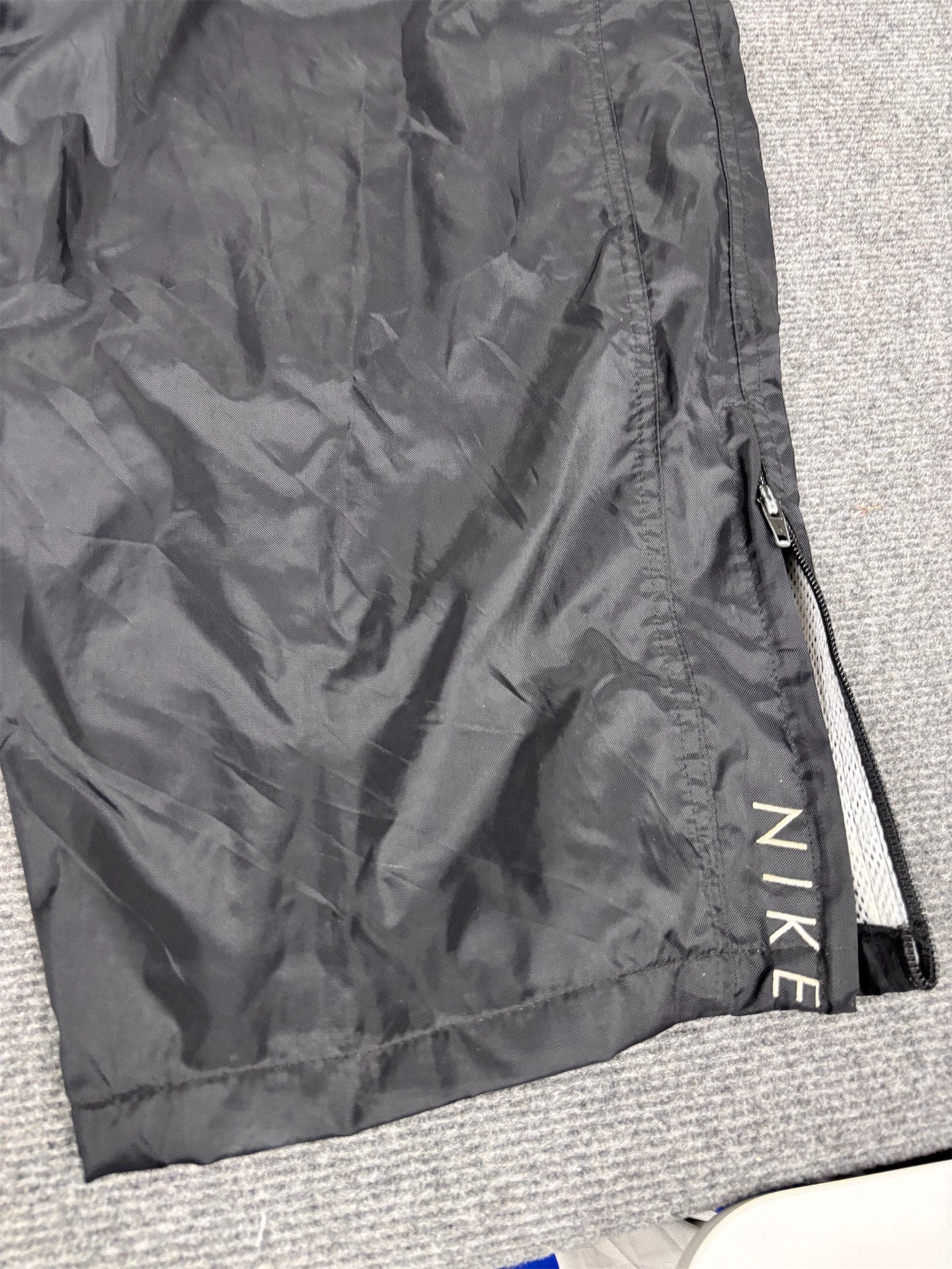 Vintage 90's Nike Cargo Track Pants Men's XXL Black White Swoosh Spell Out Joggers Wide Leg