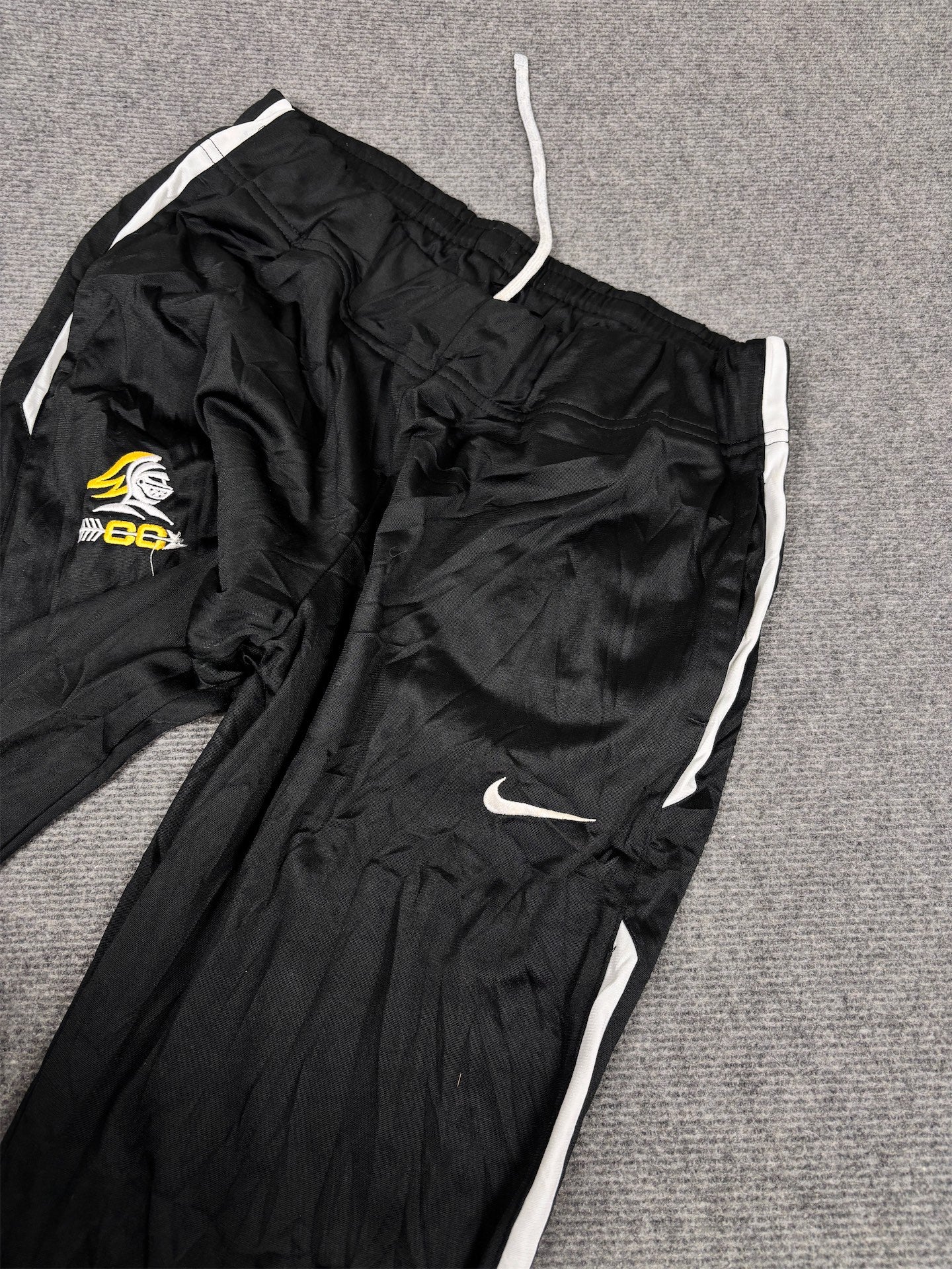 Nike Track Pants Men's M Black White Panel Swoosh Joggers Straight Leg