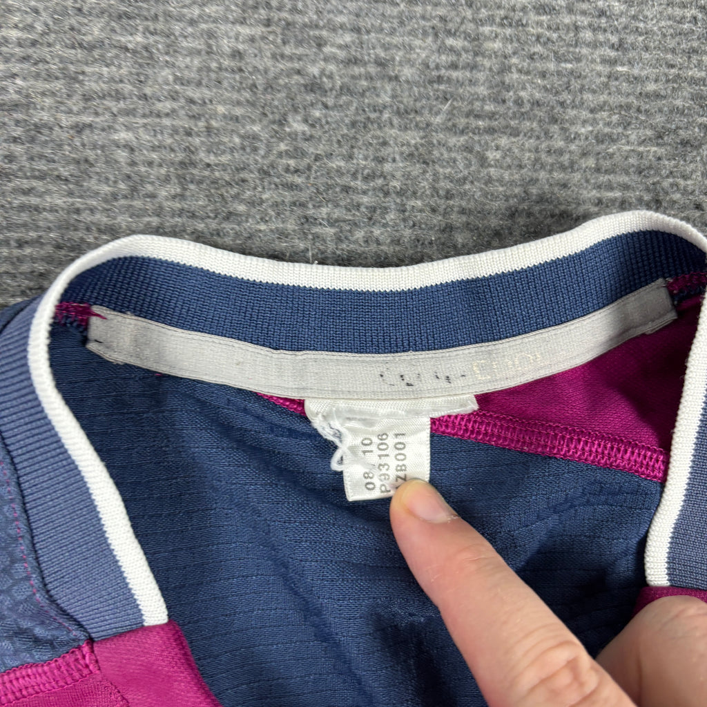 y2k Adidas Climalite V-Neck Top Women's Medium Pink Navy Activewear Jersey