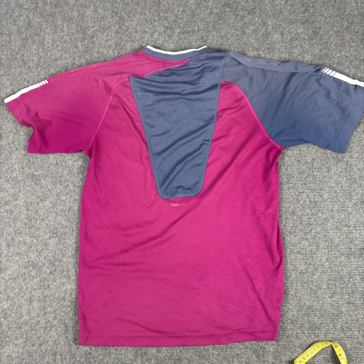 y2k Adidas Climalite V-Neck Top Women's Medium Pink Navy Activewear Jersey