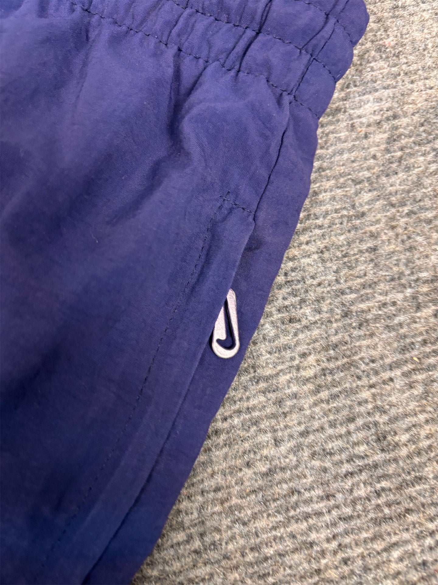 Vintage 90's Nike Track Pants Men's L Navy White Swoosh Classic Joggers Wide Leg