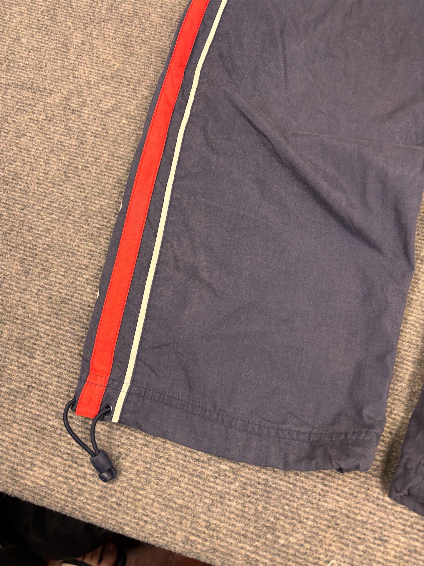 Vintage Y2K Nike Cargo Track Pants Men's L Navy Red White Panel Joggers Wide Leg