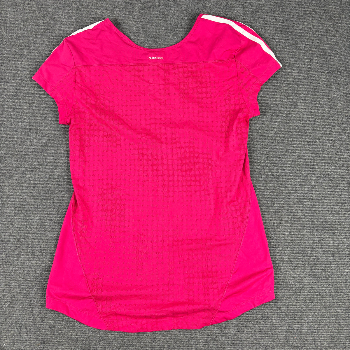 y2k Adidas Fitted Running Top Women's Small Pink Three Stripe Activewear T-shirt
