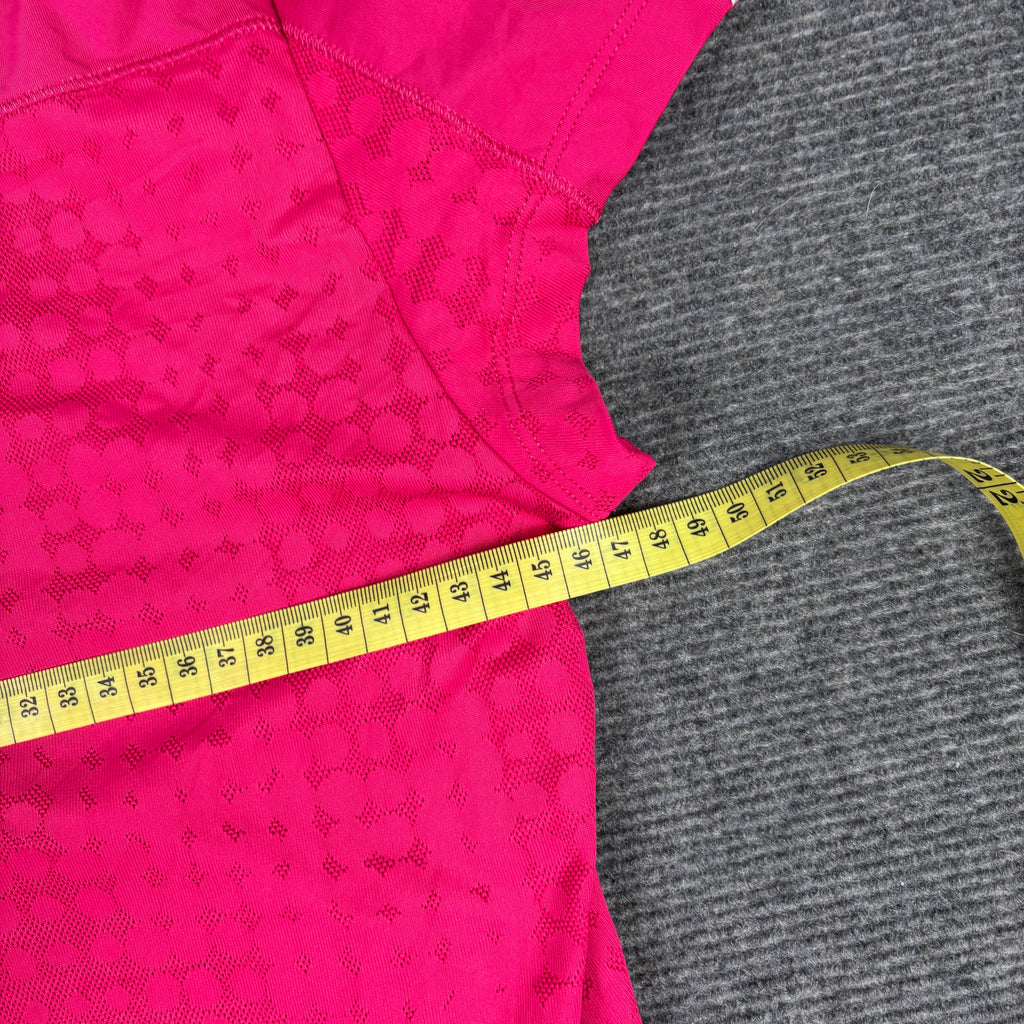 y2k Adidas Fitted Running Top Women's Small Pink Three Stripe Activewear T-shirt