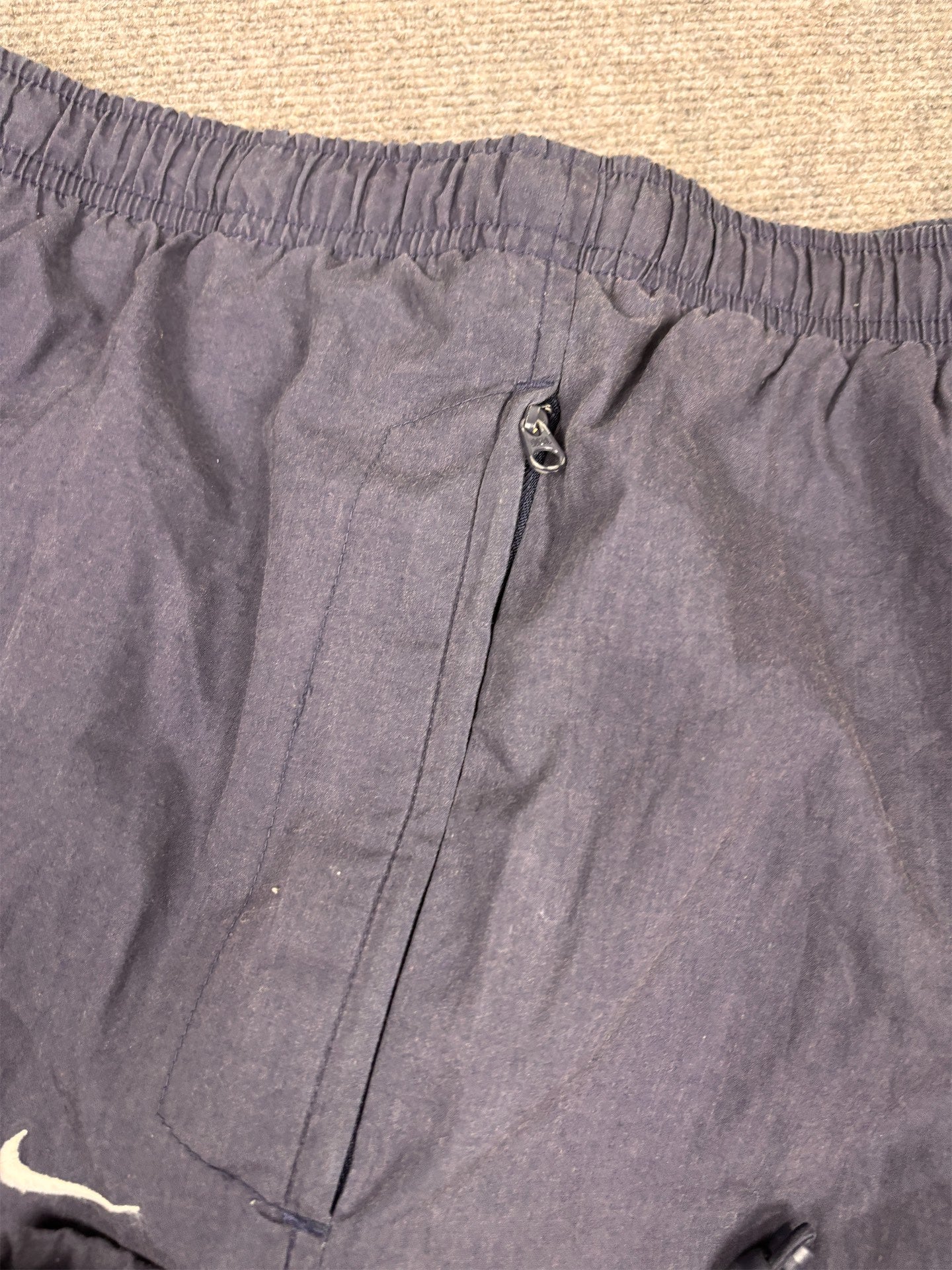 Vintage Y2K Nike Cargo Track Pants Men's L Navy Red White Panel Joggers Wide Leg