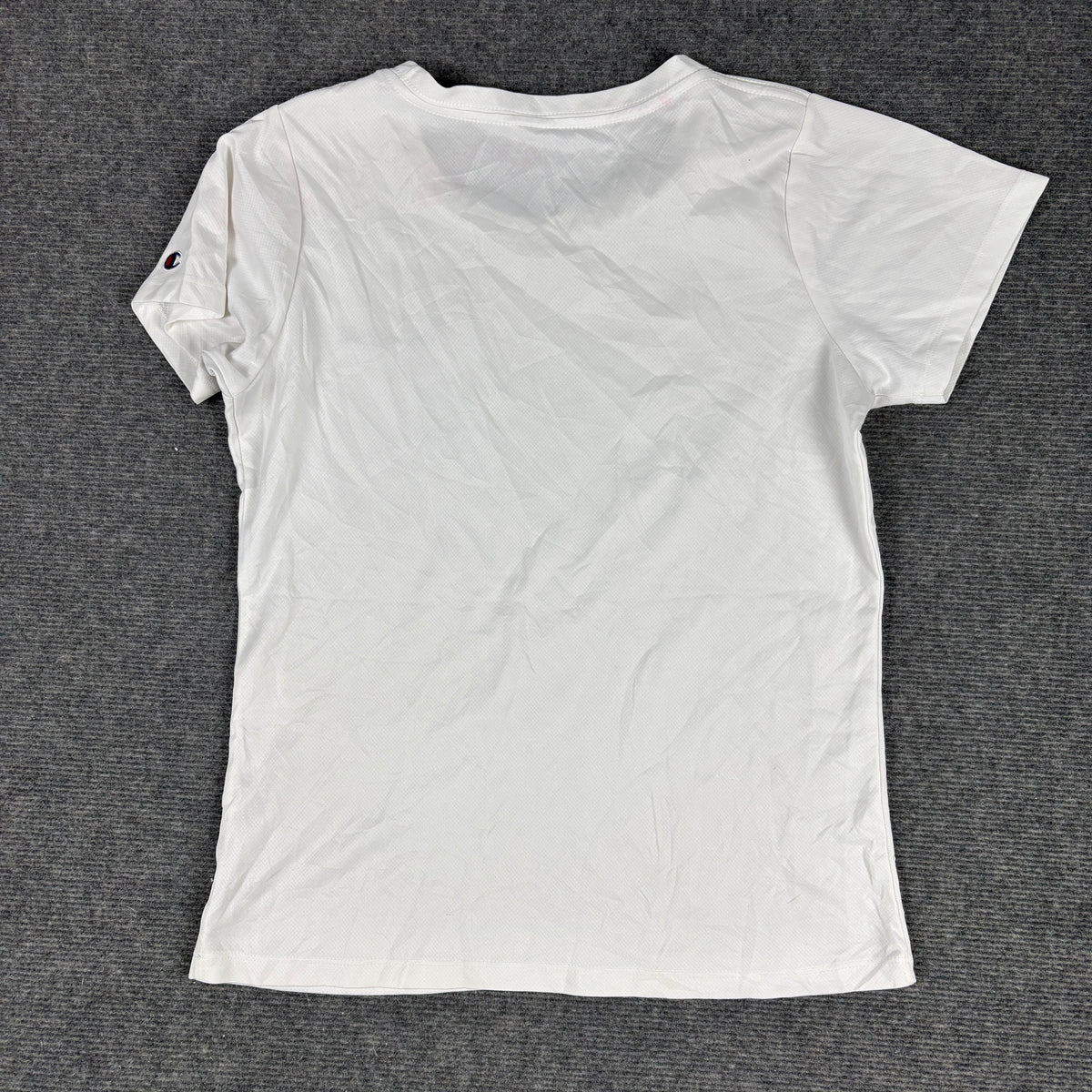 Champion Script Logo Fitted Top Women's Medium White Activewear T-shirt