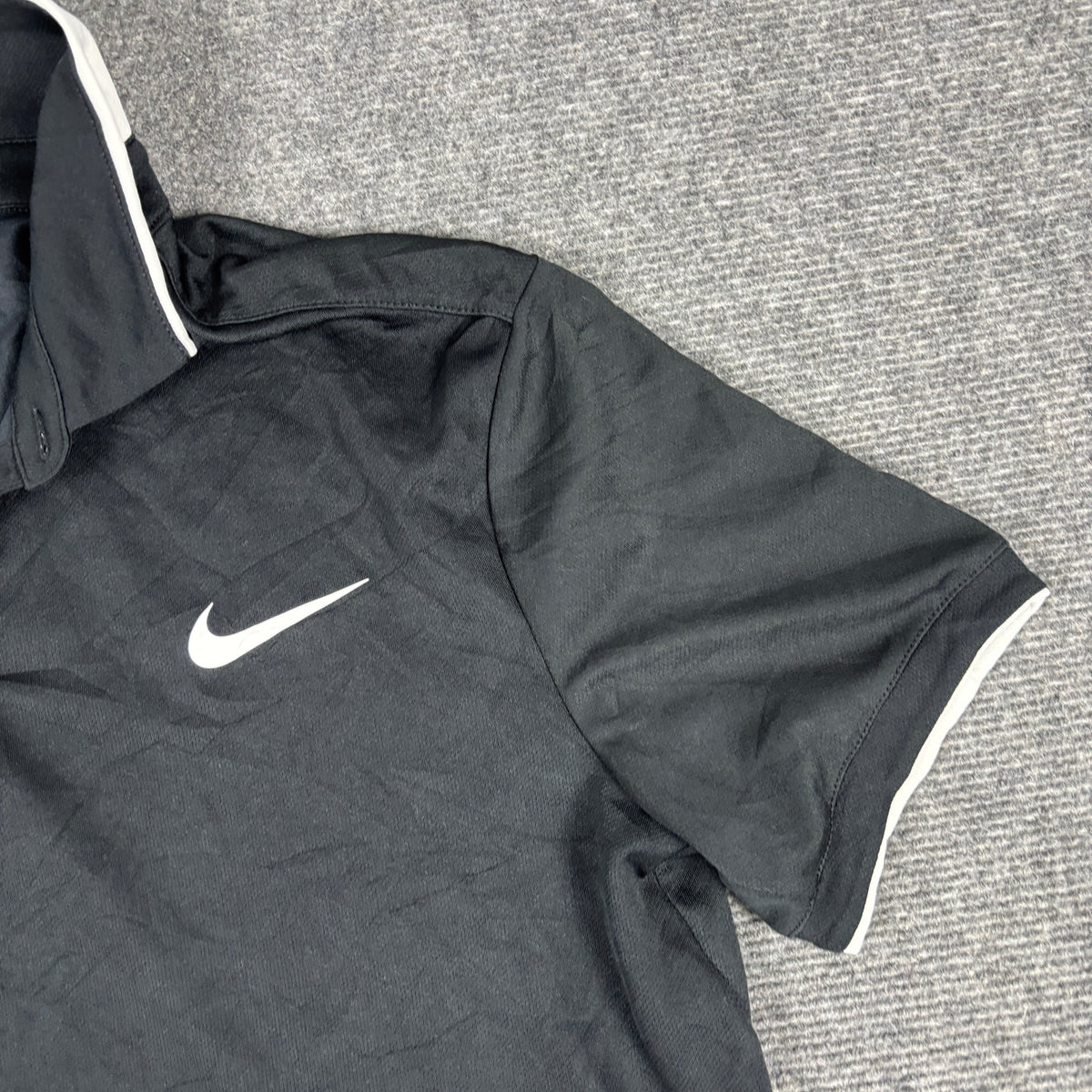 Nike Dri-Fit Black Tennis Polo Women's Medium Black White Collar Activewear