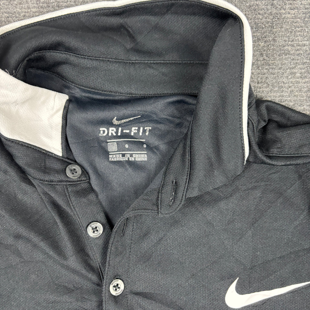 Nike Dri-Fit Black Tennis Polo Women's Medium Black White Collar Activewear