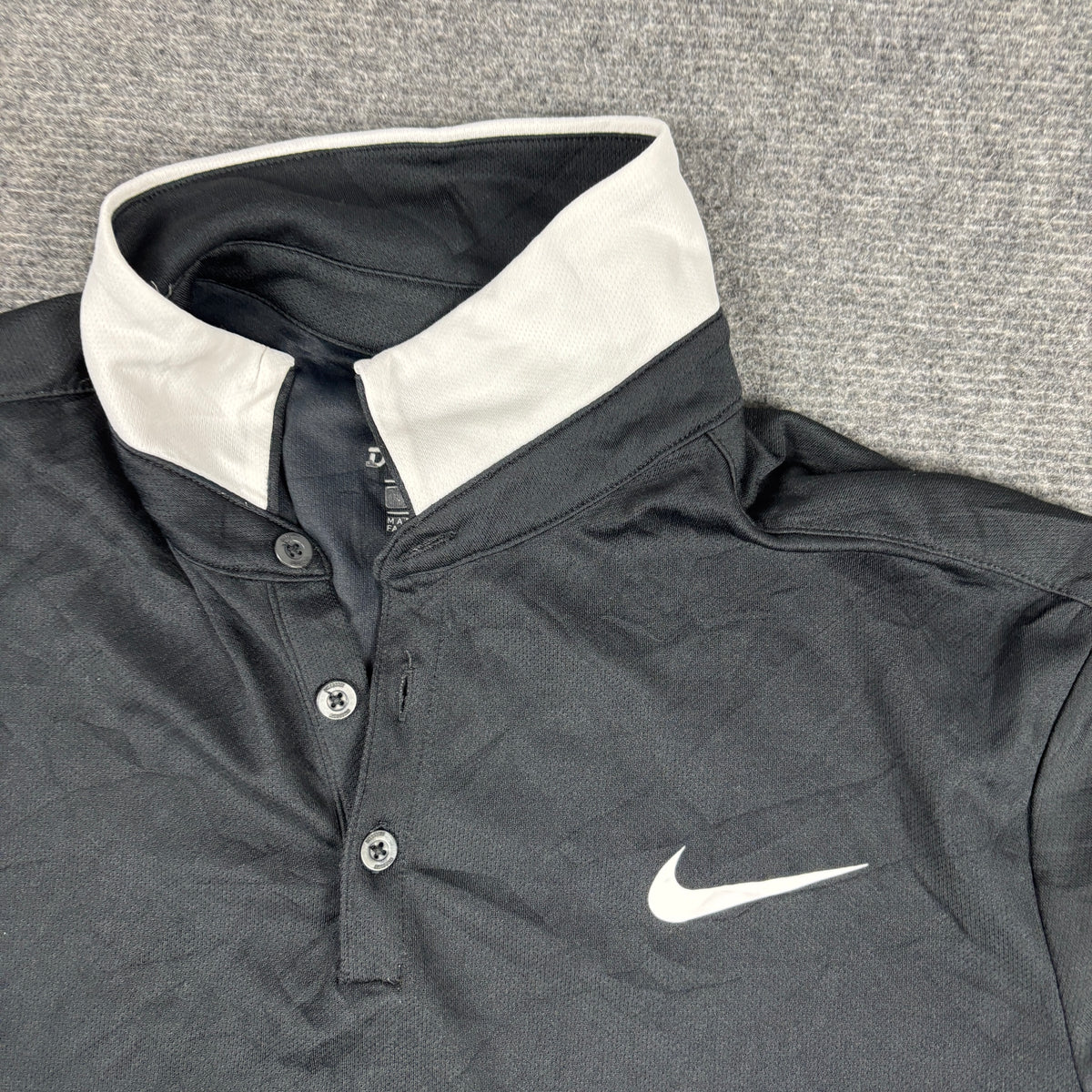 Nike Dri-Fit Black Tennis Polo Women's Medium Black White Collar Activewear