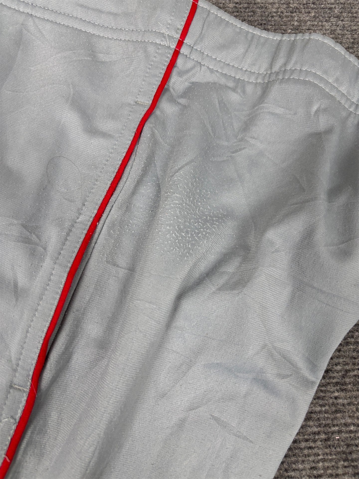 Vintage Y2K Nike Track Pants Men's S Grey Red Piping Swoosh Straight Leg