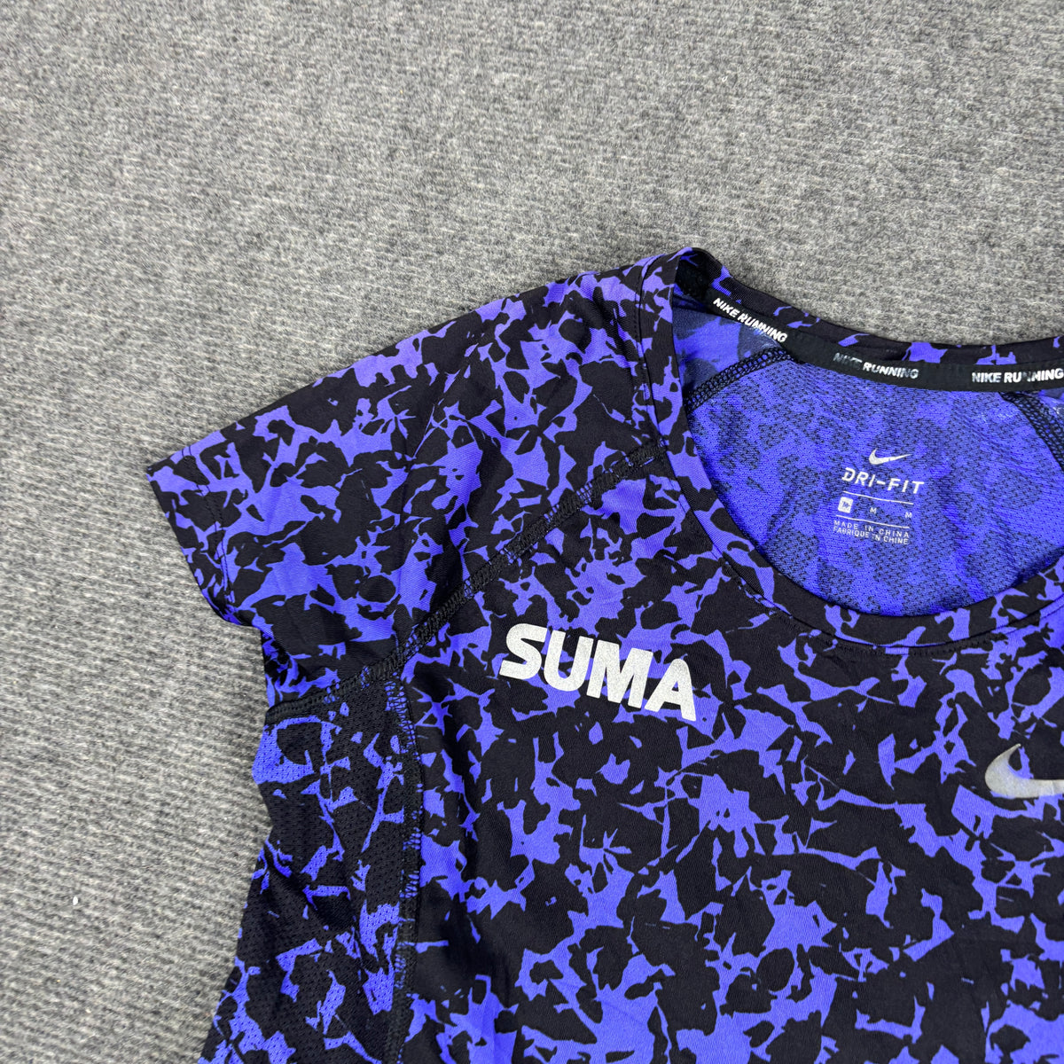Nike Running Dri-Fit Activewear Top Women's XS Purple Black Print