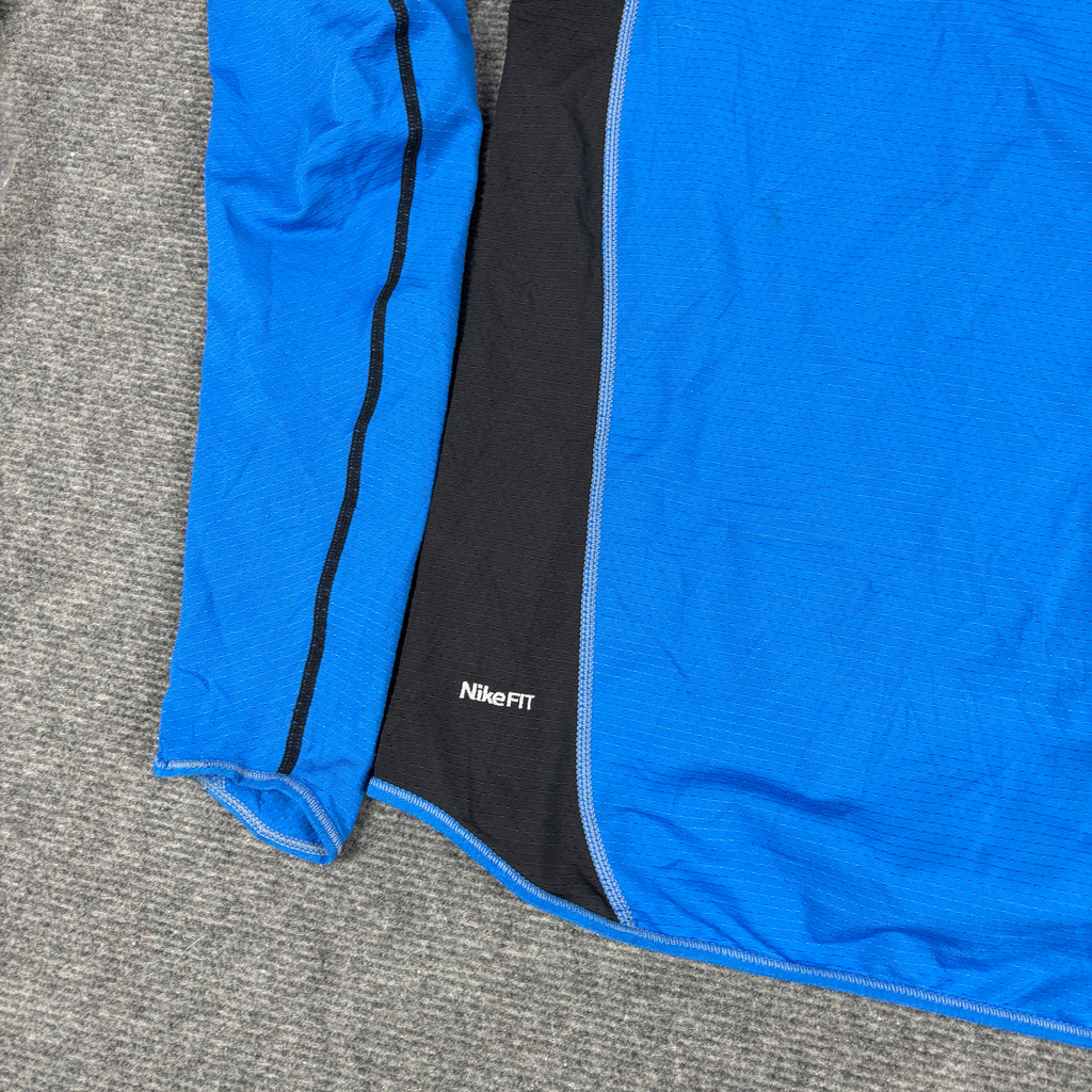 Vintage Y2K Nike Fit 1/4 Zip Top Women's Blue Mock Neck Long Sleeve Activewear