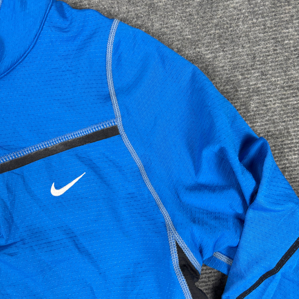Vintage Y2K Nike Fit 1/4 Zip Top Women's Blue Mock Neck Long Sleeve Activewear