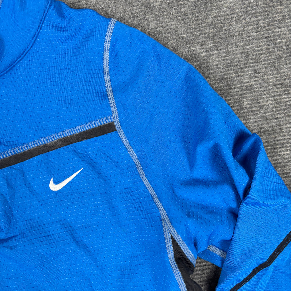 Vintage Y2K Nike Fit 1/4 Zip Top Women's Blue Mock Neck Long Sleeve Activewear