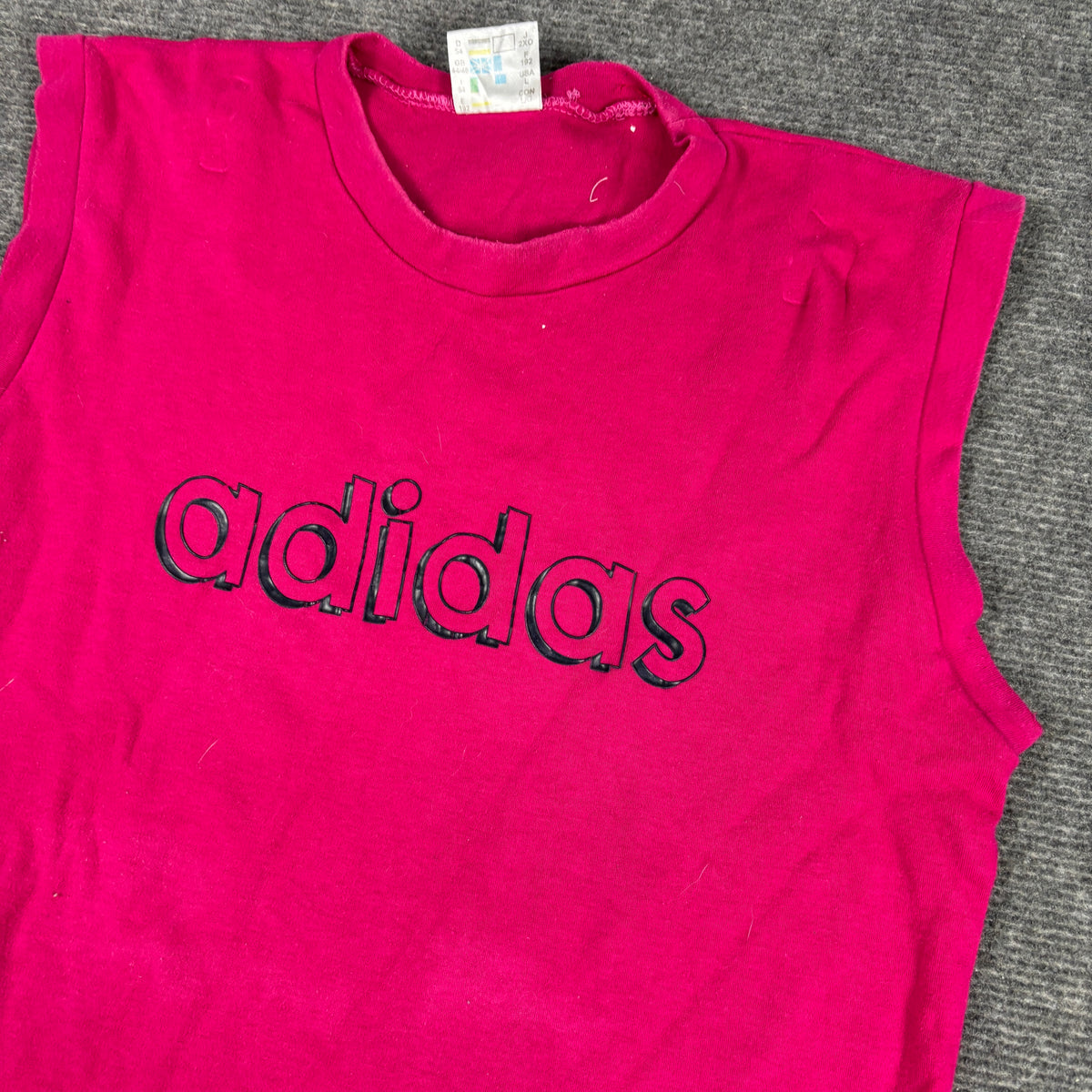 Vintage Y2K Adidas Tank Top Women's Small Pink Spellout Logo Activewear