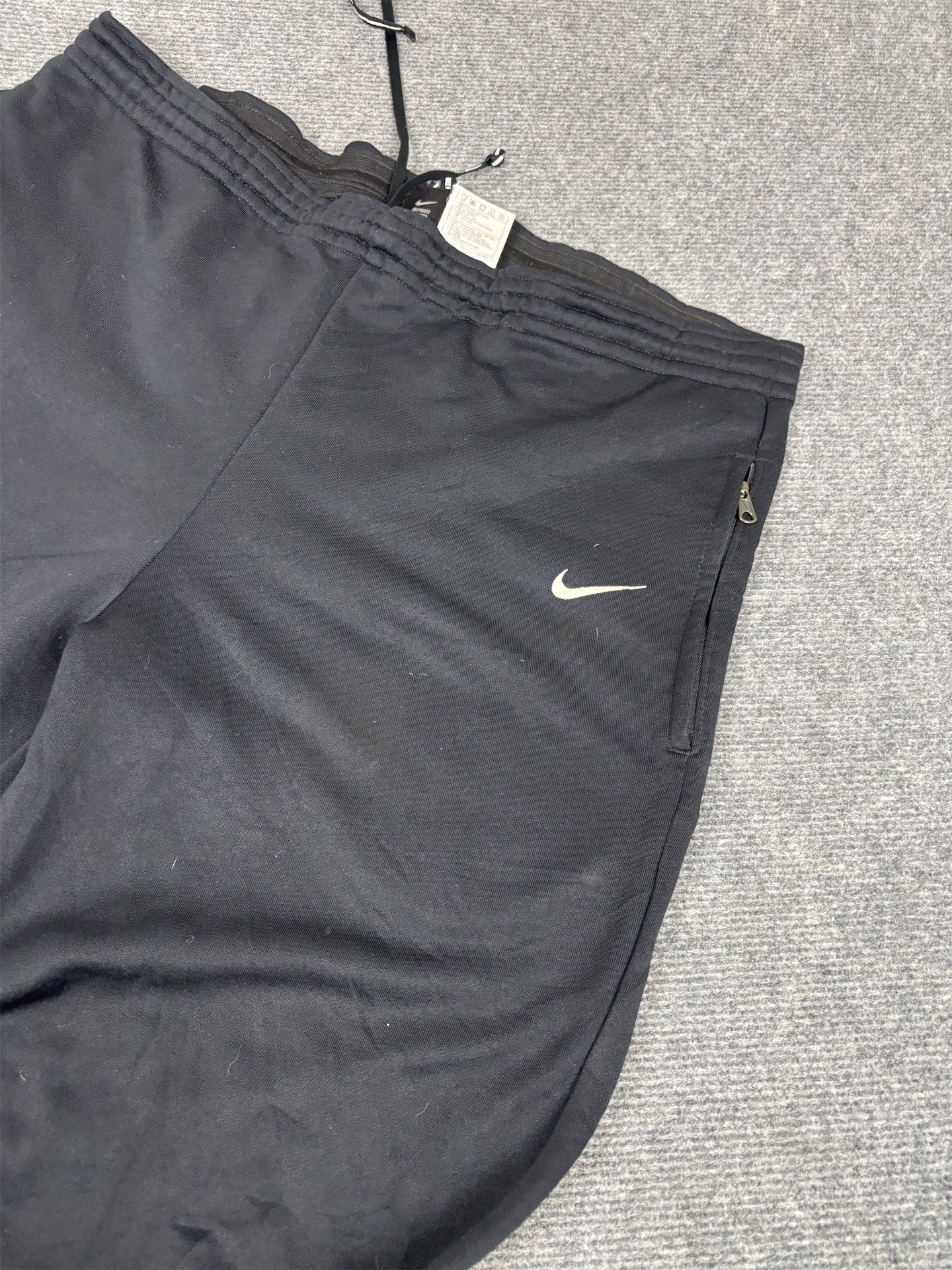 Vintage Y2K Nike Track Pants Men's XL Black White Swoosh Padded Running Joggers Tapered