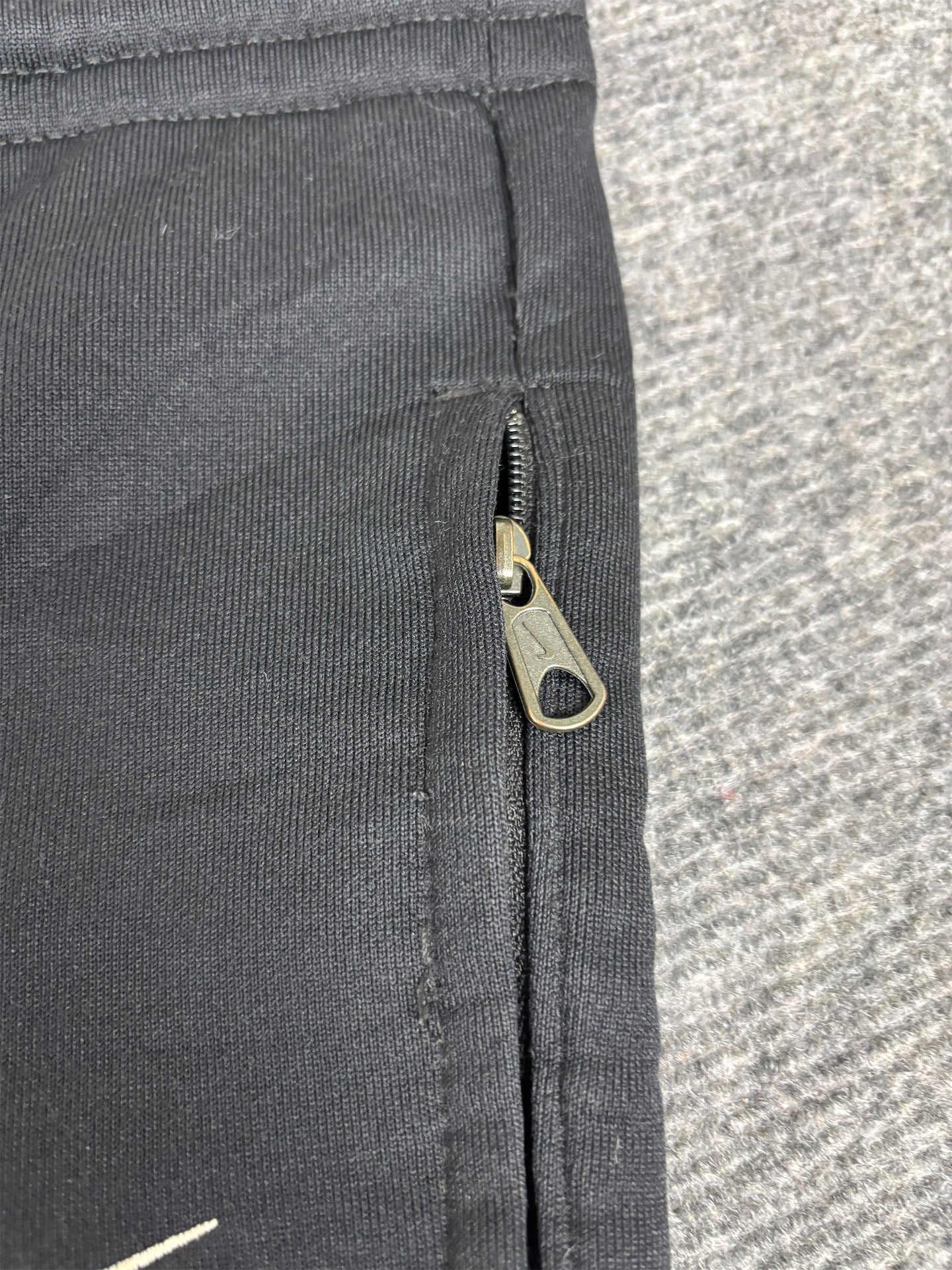 Vintage Y2K Nike Track Pants Men's XL Black White Swoosh Padded Running Joggers Tapered