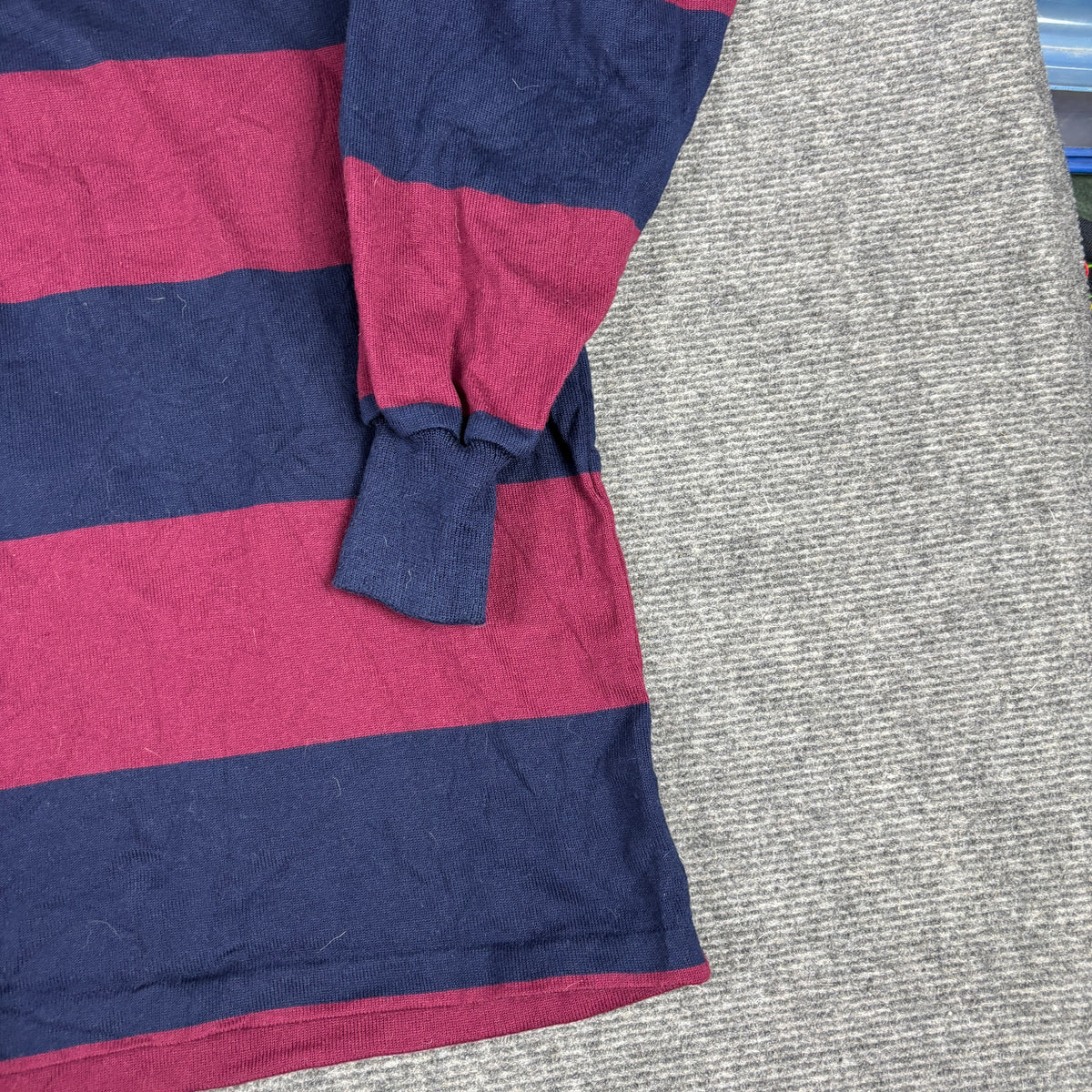 Vintage 90s Canterbury Rugby Polo Men's XL Burgundy Navy Stripe Jersey