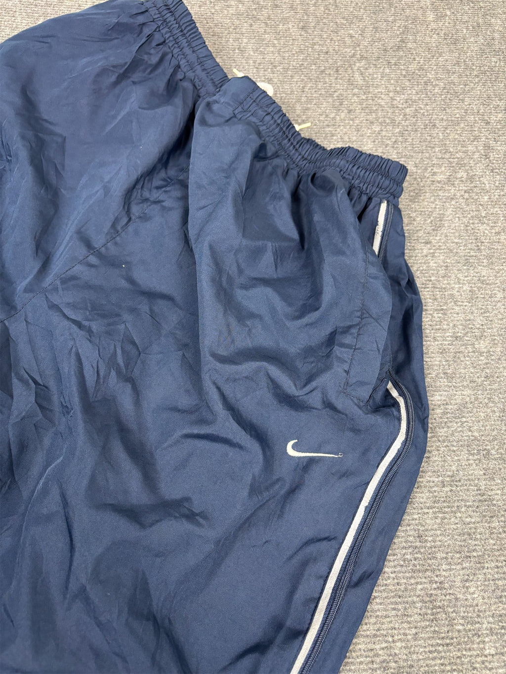 Vintage Y2K Nike Court Track Pants Men's S Navy Grey Panel SWhite Swoosh Joggers Wide Leg