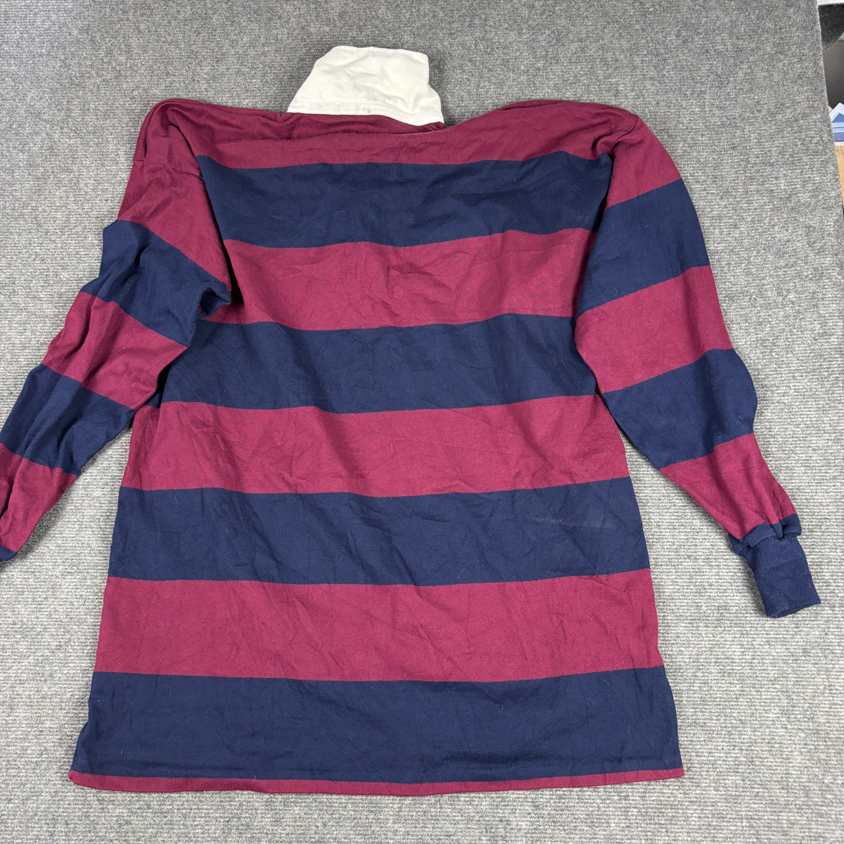 Vintage 90s Canterbury Rugby Polo Men's XL Burgundy Navy Stripe Jersey