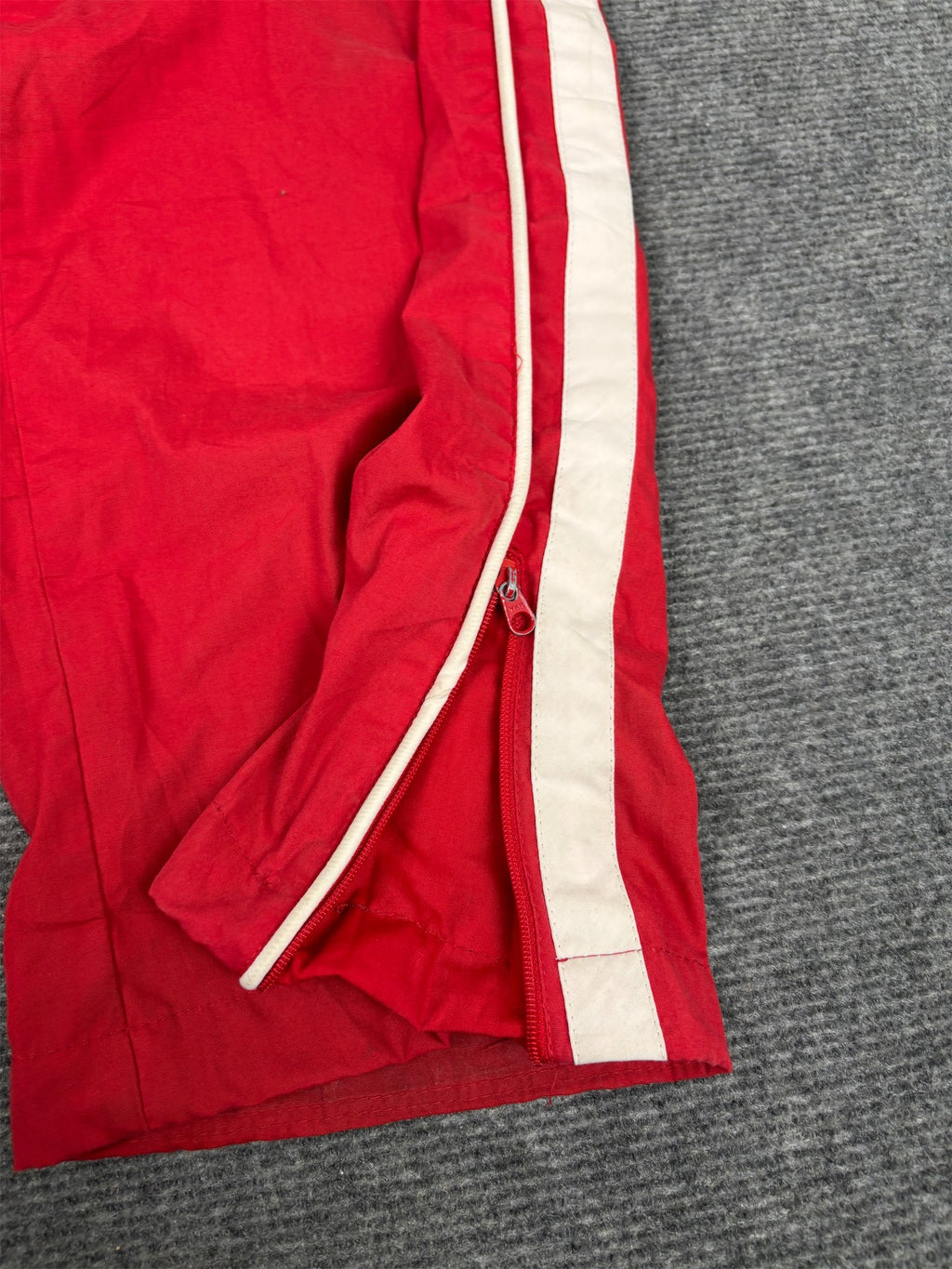 Vintage Y2K Nike Track Pants Women's M Red White Swoosh Piping Joggers Straight Leg