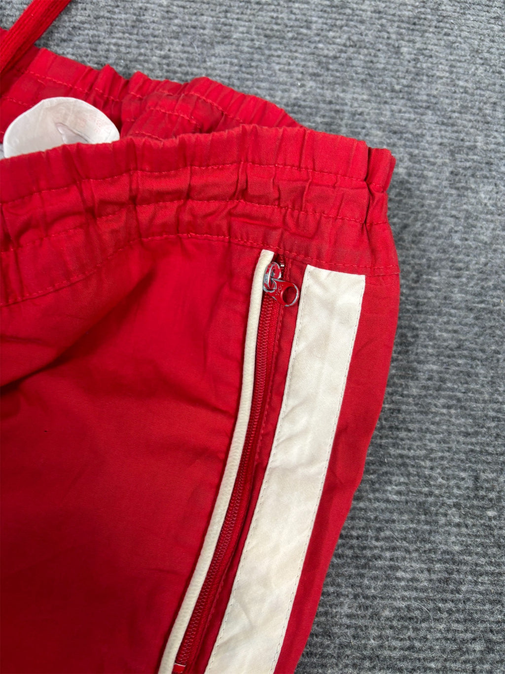Vintage Y2K Nike Track Pants Women's M Red White Swoosh Piping Joggers Straight Leg