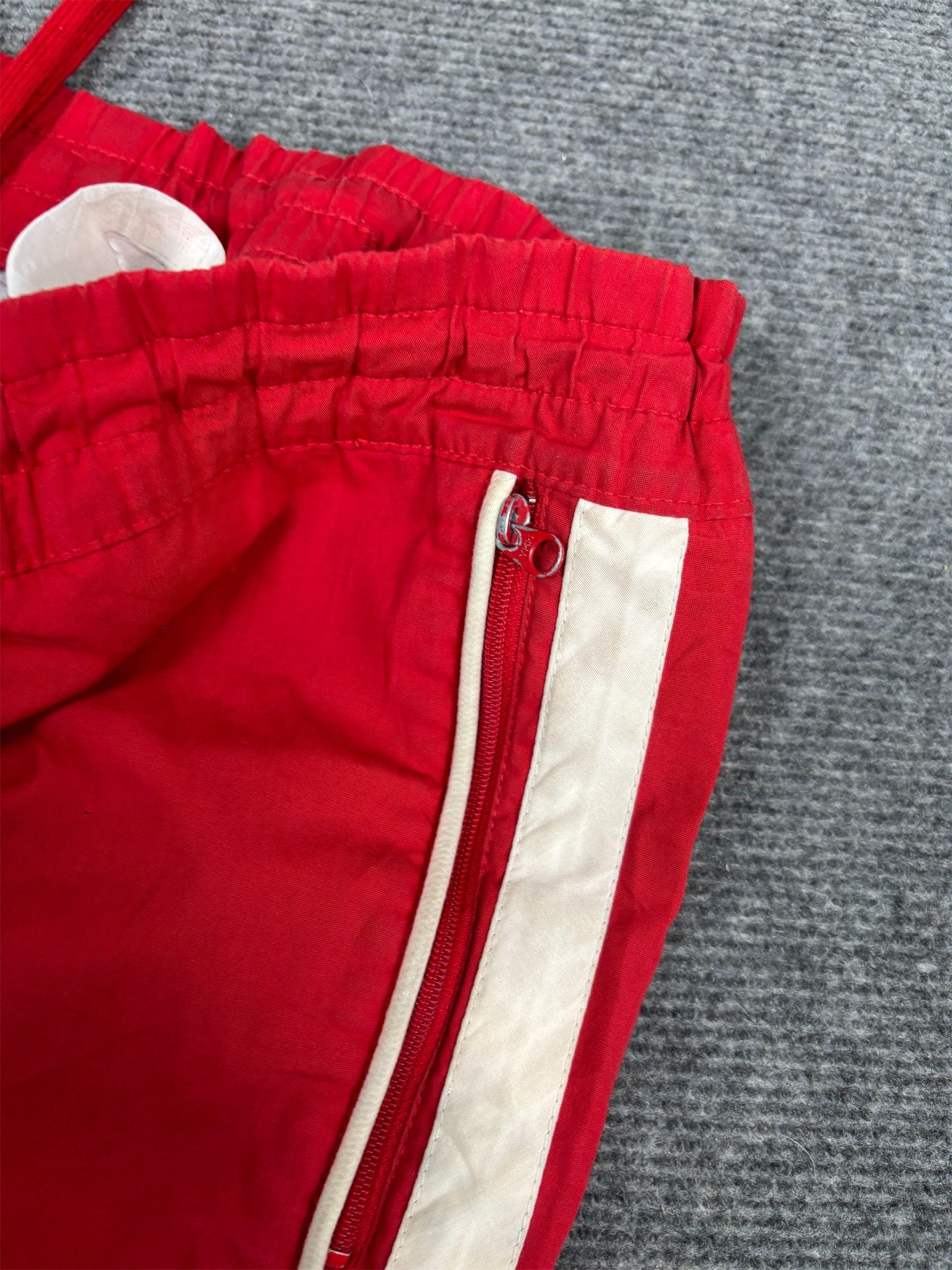 Vintage Y2K Nike Track Pants Women's M Red White Swoosh Piping Joggers Straight Leg