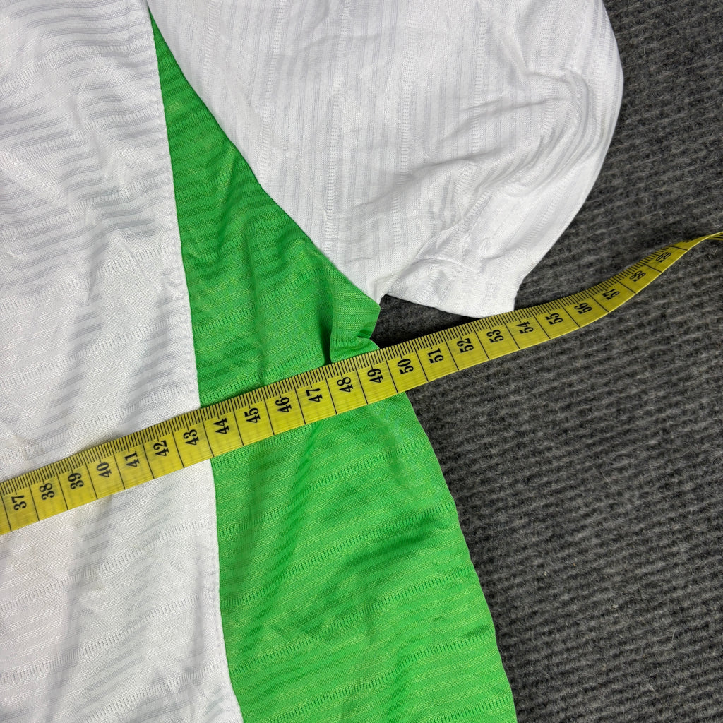 Y2K Puma Cell Running T-shirt Men's Medium White Green Japanese Dead Stock Activewear