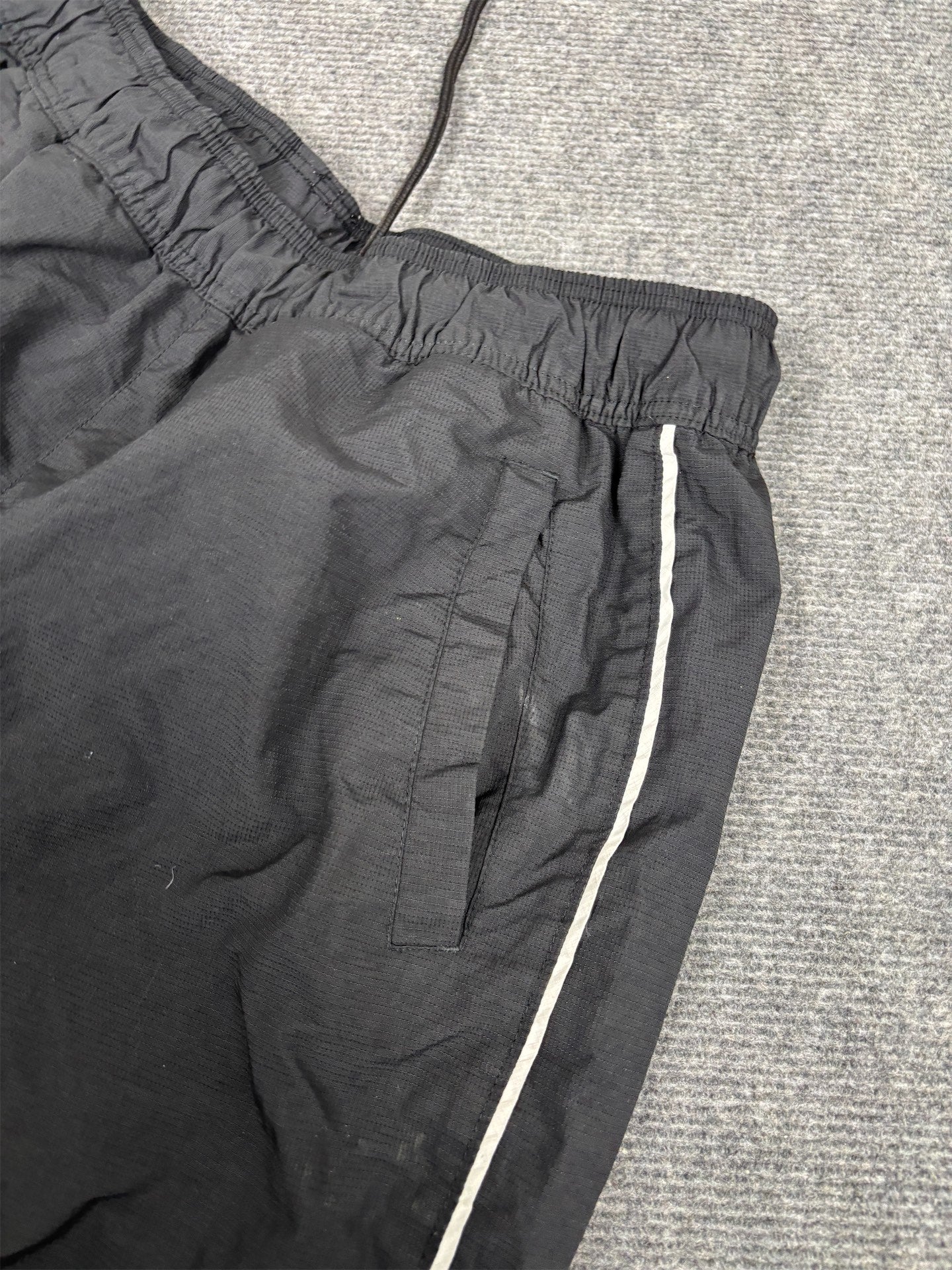 Vintage Y2K Nike x Bauer Track Pants Men's L Black White Piping Nylon Style Joggers Wide Leg