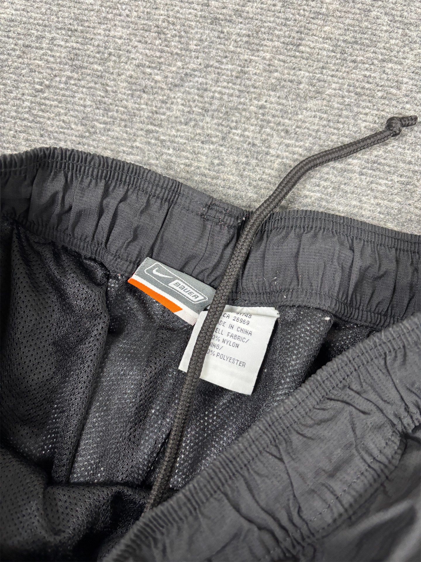 Vintage Y2K Nike x Bauer Track Pants Men's L Black White Piping Nylon Style Joggers Wide Leg