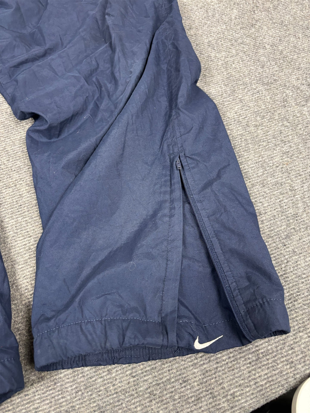 Vintage Y2K Nike Track Pants Men's XXL Navy White Ankle Swoosh Cargo Pocket Joggers Wide Leg