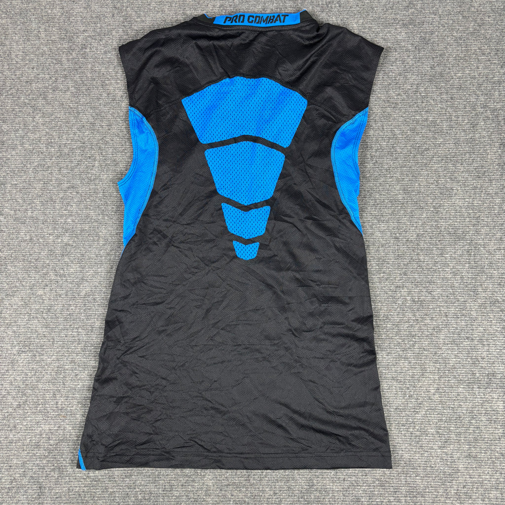 Nike Pro Combat Compression Top Men's Small Sleeveless Black Blue Activewear Tee